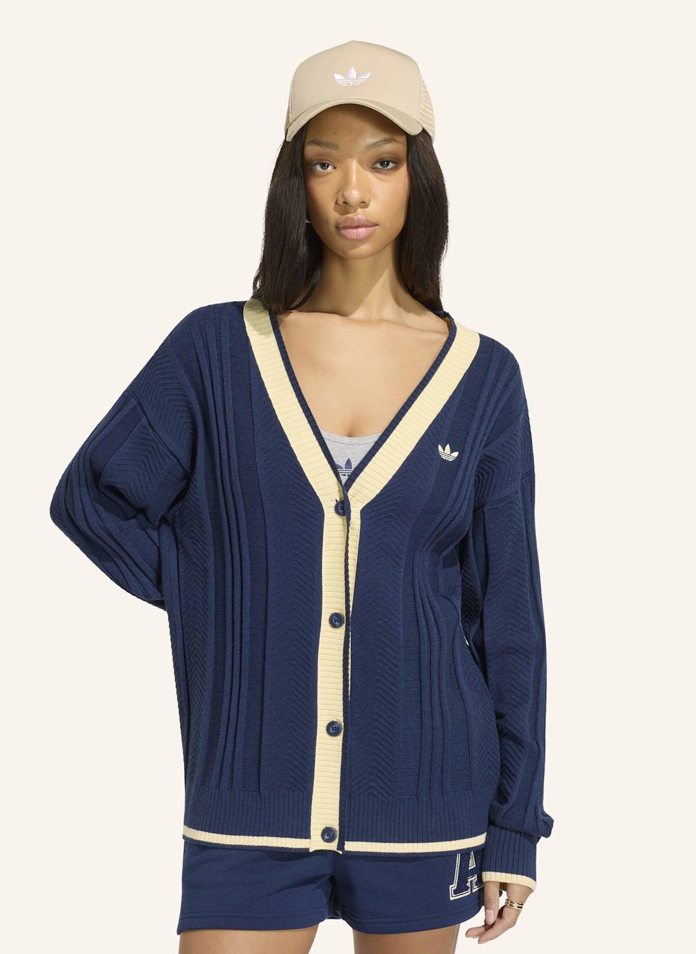 adidas Originals ZOPFMUSTER-STRICKJACKE: BLAU