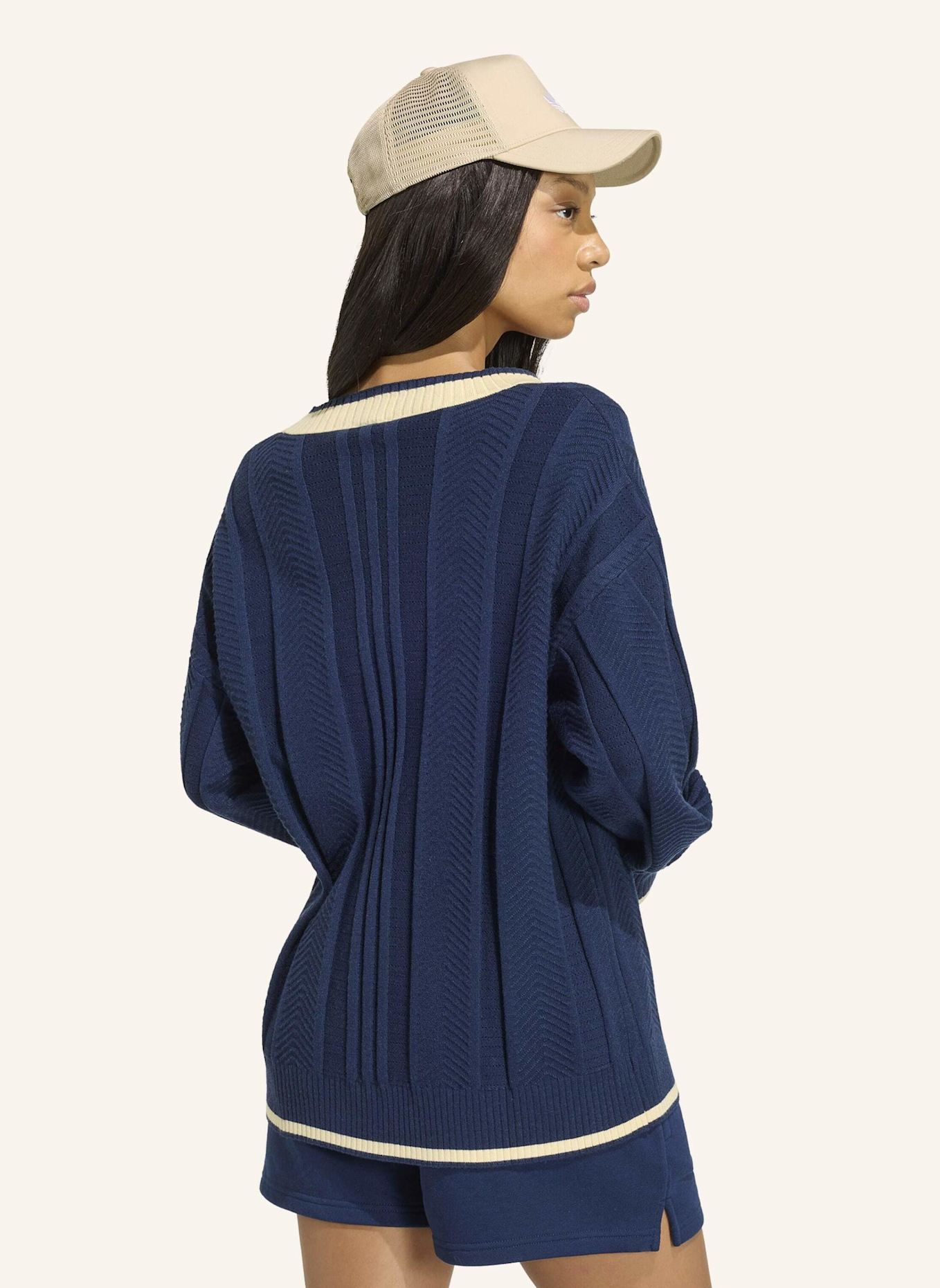 adidas Originals ZOPFMUSTER-STRICKJACKE: BLAU
