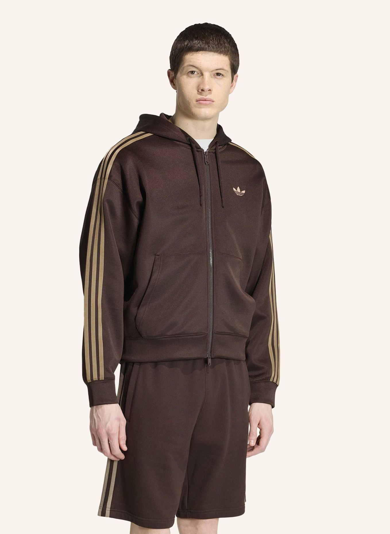adidas Originals ADIDAS ADICOLOR SPACER OVERSIZED KAPUZENJACKE: BRAUN