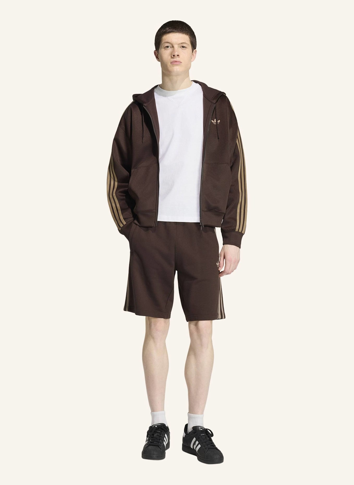 adidas Originals ADIDAS ADICOLOR SPACER OVERSIZED KAPUZENJACKE: BRAUN