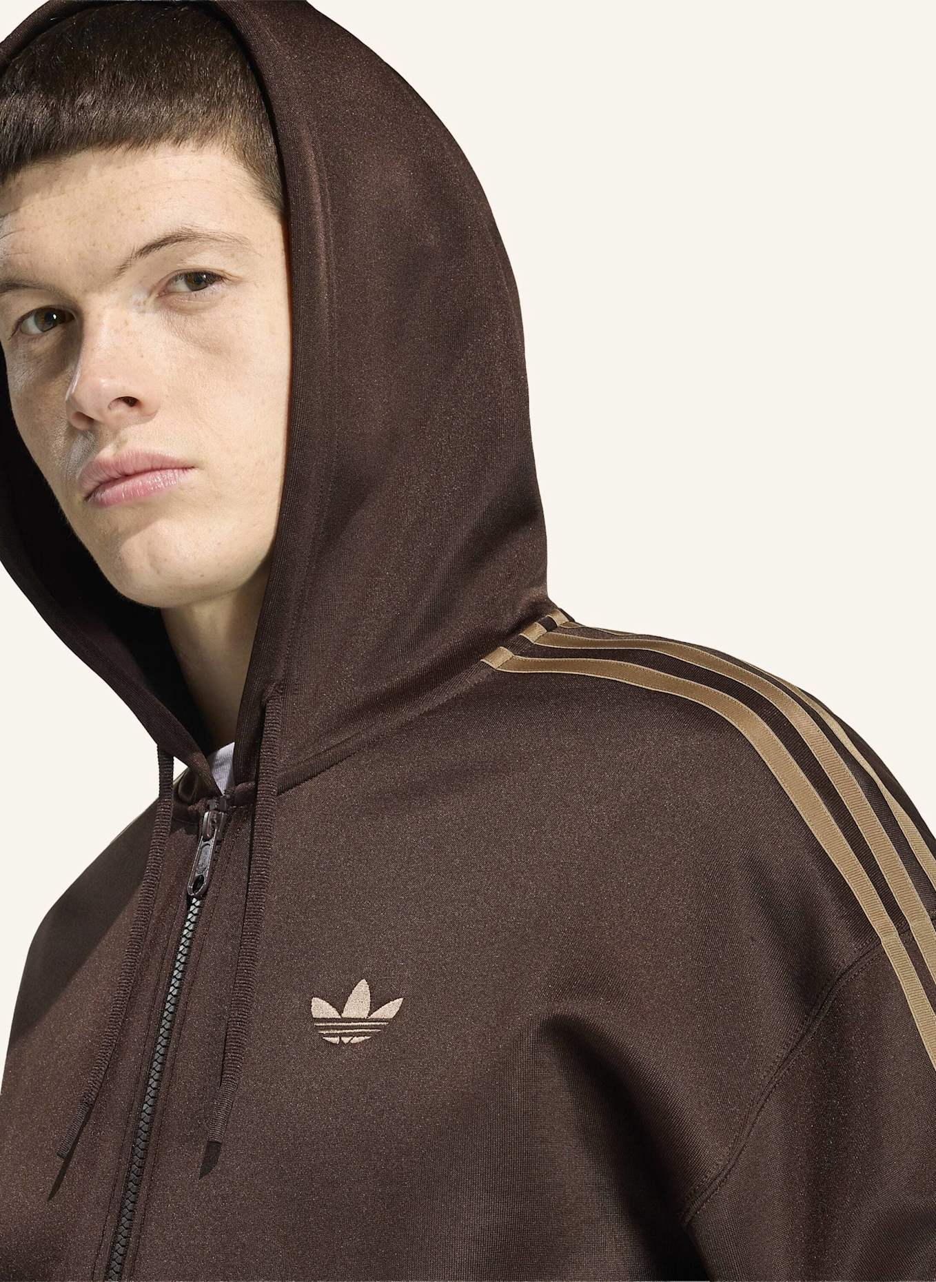 adidas Originals ADIDAS ADICOLOR SPACER OVERSIZED KAPUZENJACKE: BRAUN