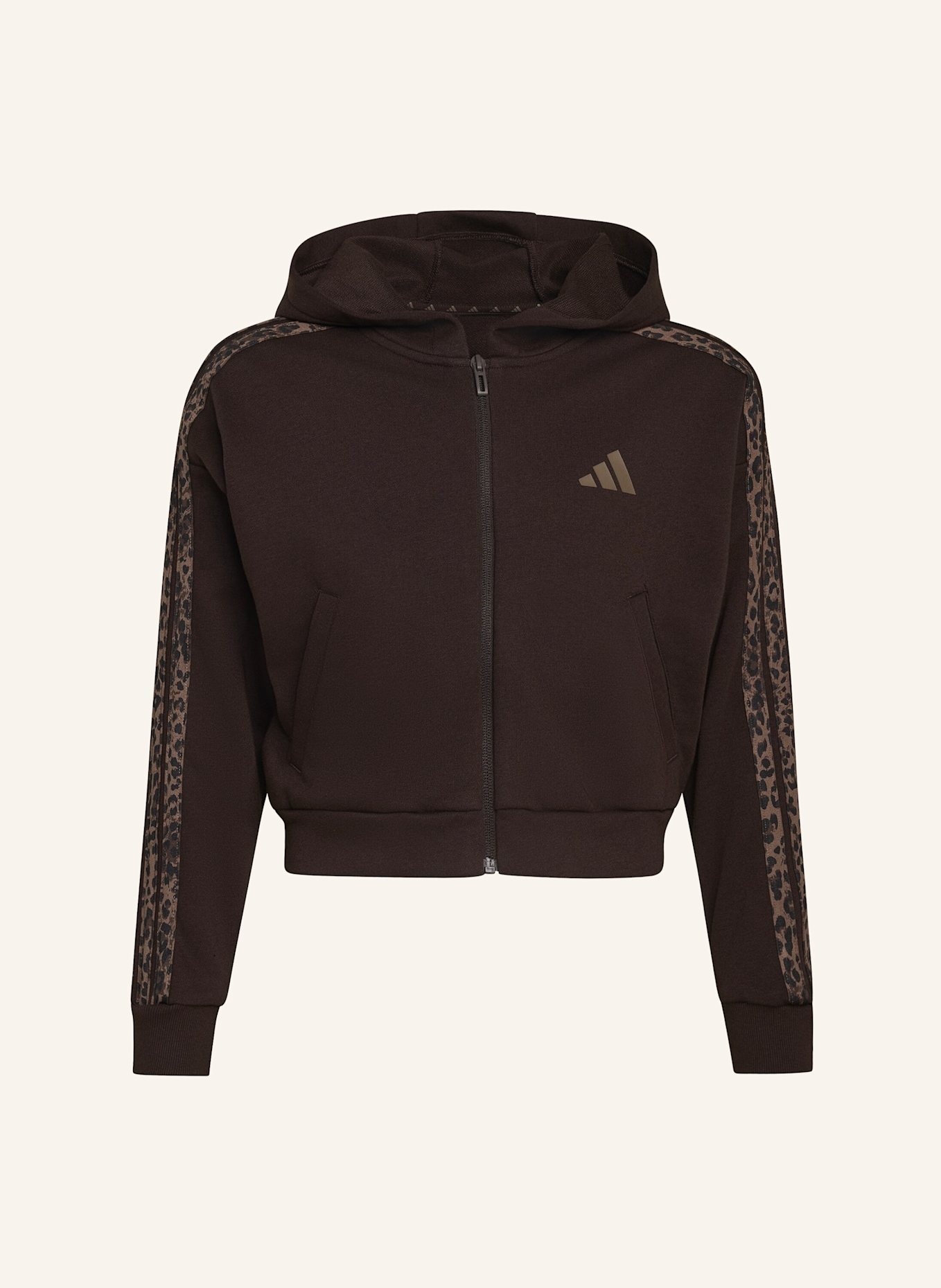 adidas SEASONALS ANIMAL KAPUZENJACKE, DURCHGEHENDER REISSVERSCHLUSS: BRAUN