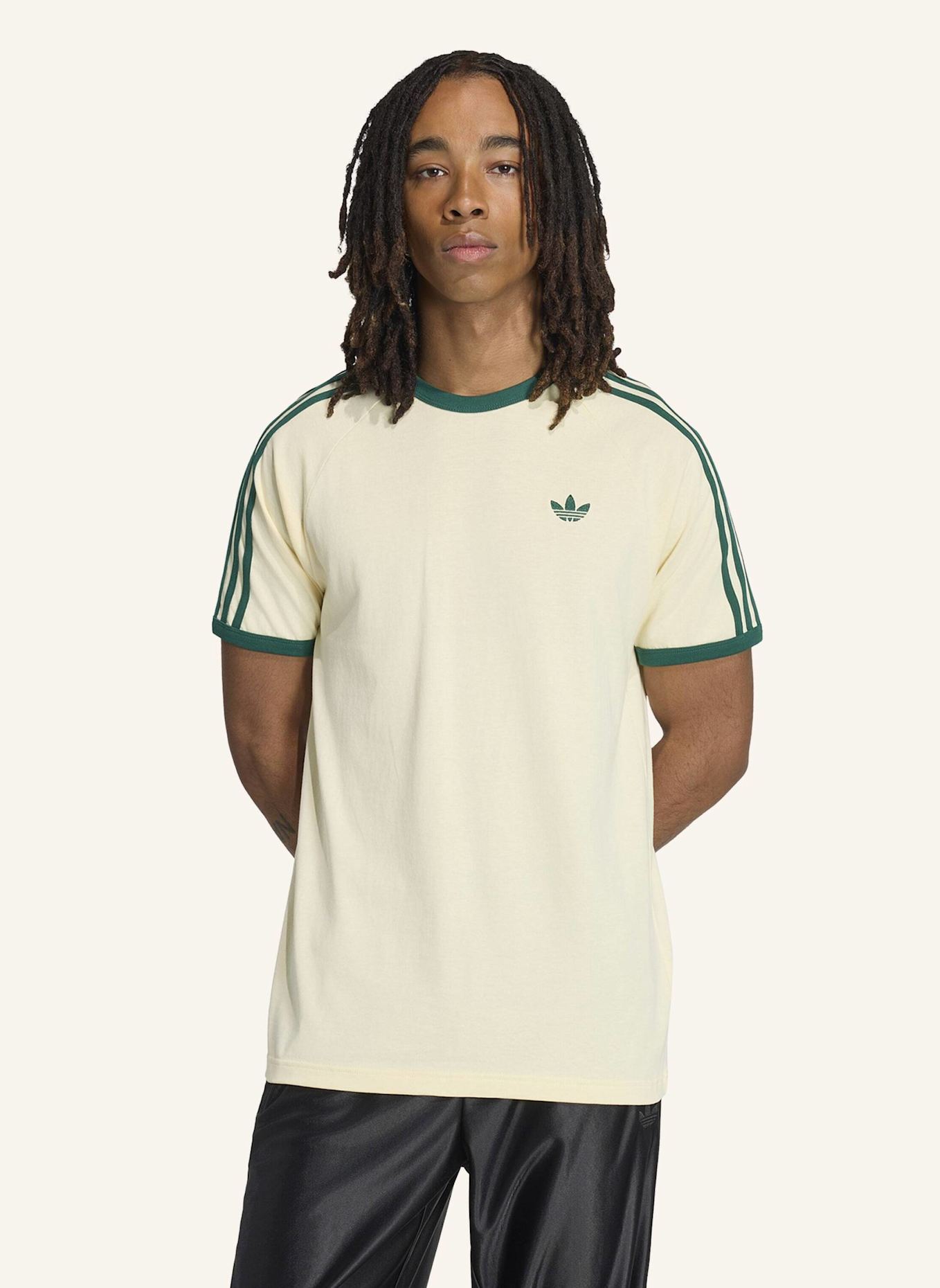adidas Originals T-SHIRT, 3-STREIFEN: CREME/ GRÜN
