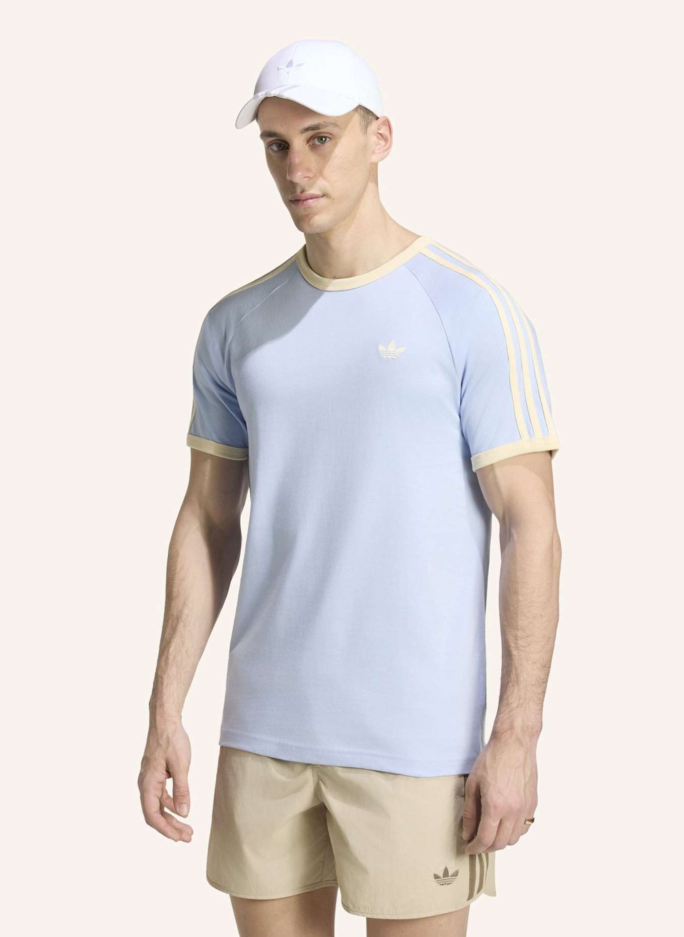 adidas Originals T-SHIRT, 3-STREIFEN: BLAU/ CREME