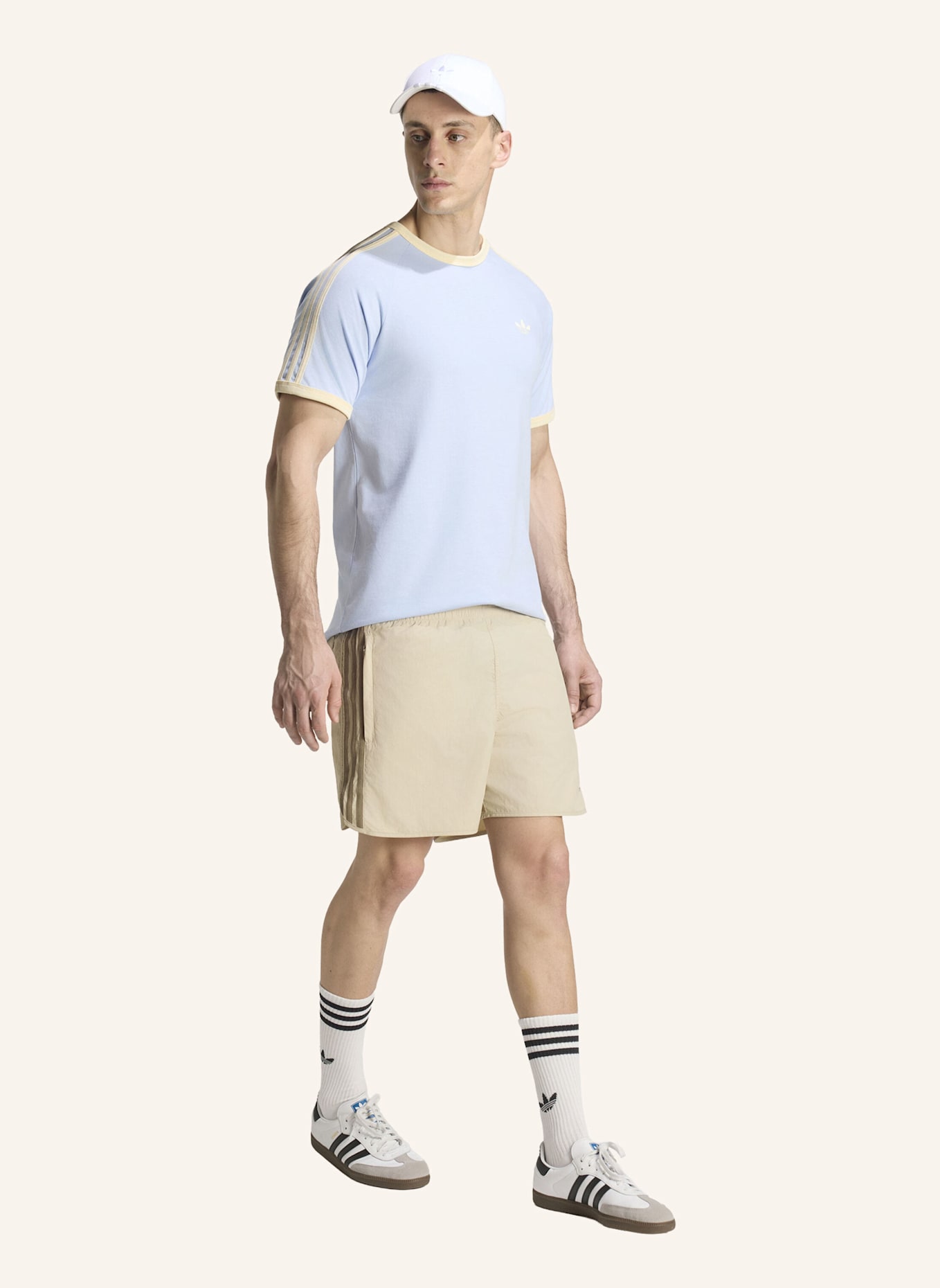 adidas Originals T-SHIRT, 3-STREIFEN: BLAU/ CREME