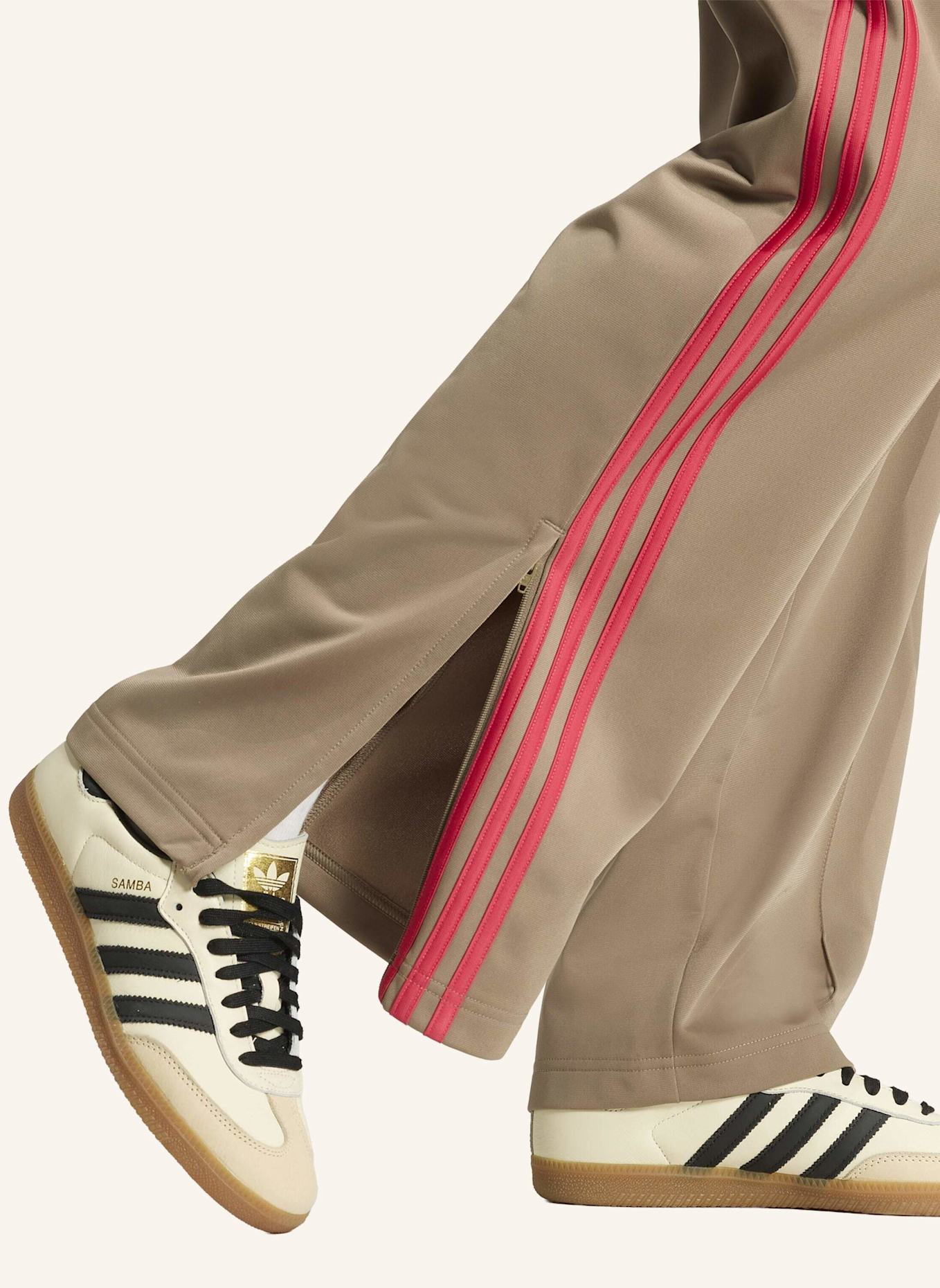 adidas Originals Track Pants FB LOOSE: KHAKI/ ROSA