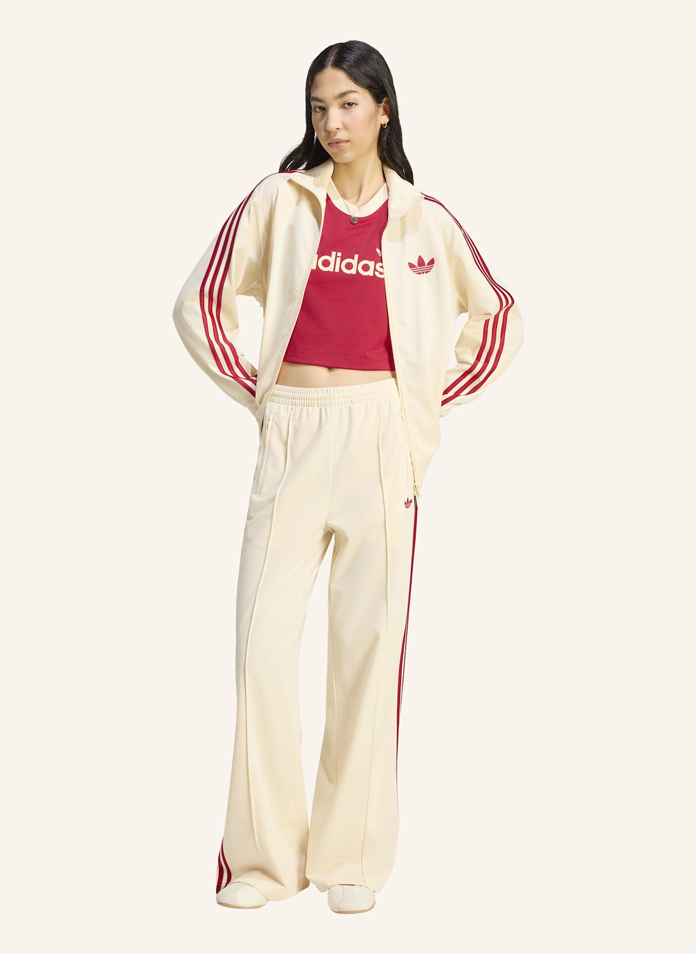 adidas Originals Track Pants FB LOOSE: CREME/ ROT