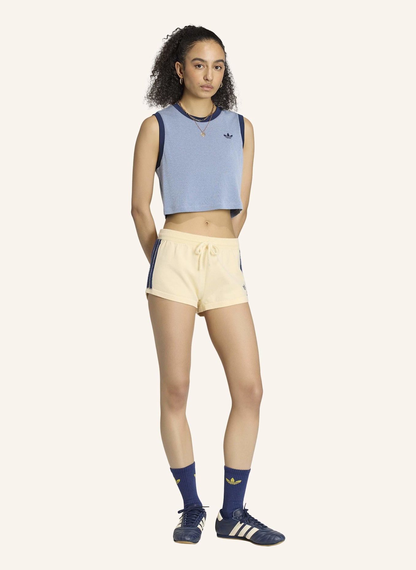 adidas Originals STRICKSHORTS: CREME/ BLAU
