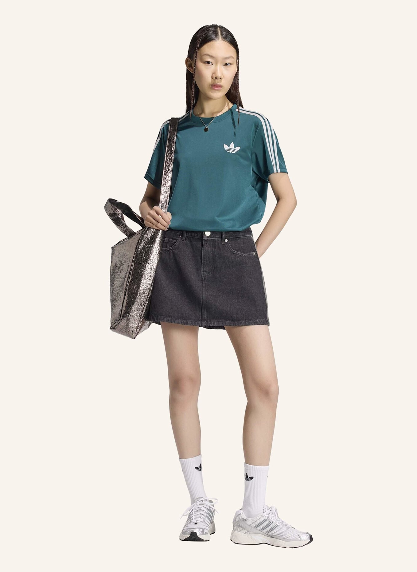 adidas Originals FIREBIRD T-SHIRT: GRÜN/ GRAU