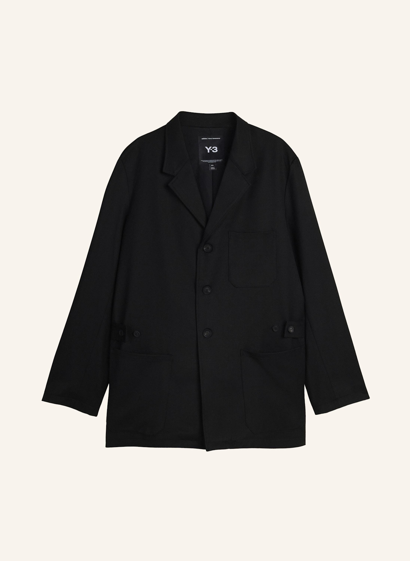 Y-3 Y-3 CHORE WOLLMANTEL: SCHWARZ