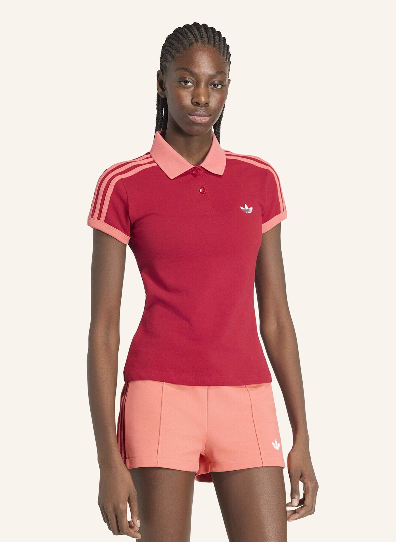 adidas Originals 3-STREIFEN POLOSHIRT: ROT