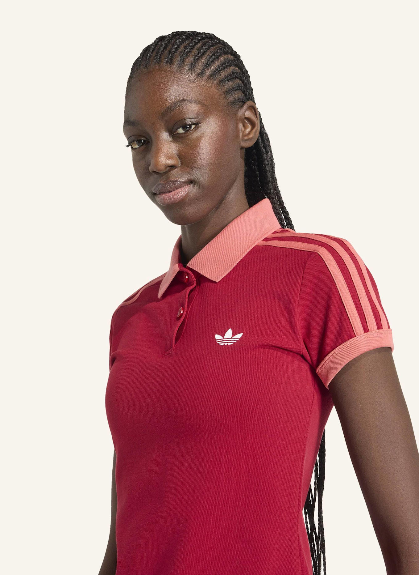 adidas Originals 3-STREIFEN POLOSHIRT: ROT