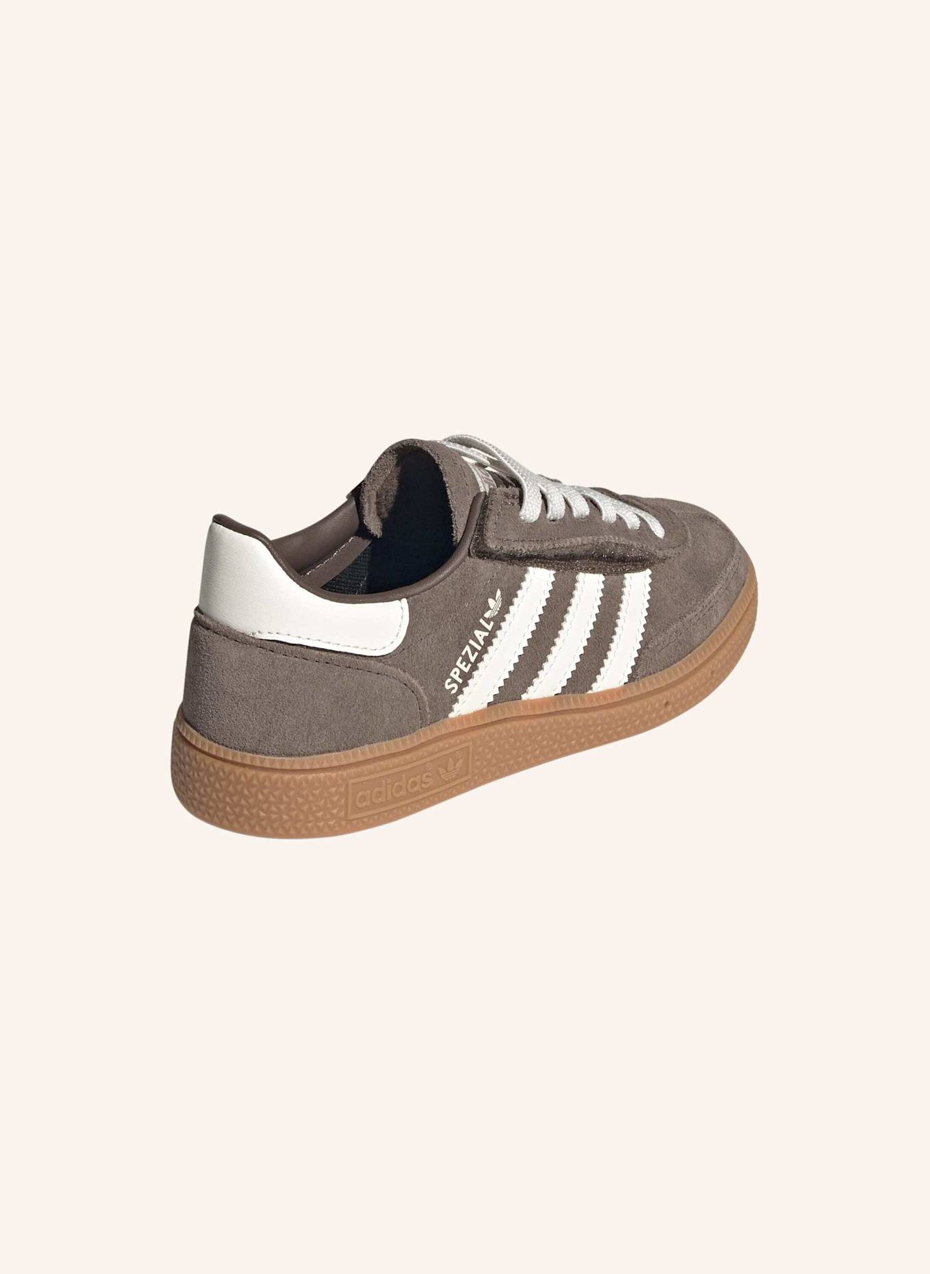 adidas Originals HANDBALL SPEZIAL KIDS SCHUH, KOMFORTVERSCHLUSS, ELASTISCHE SCHNÜRSENKEL: BRAUN/ WEISS/ BEIGE