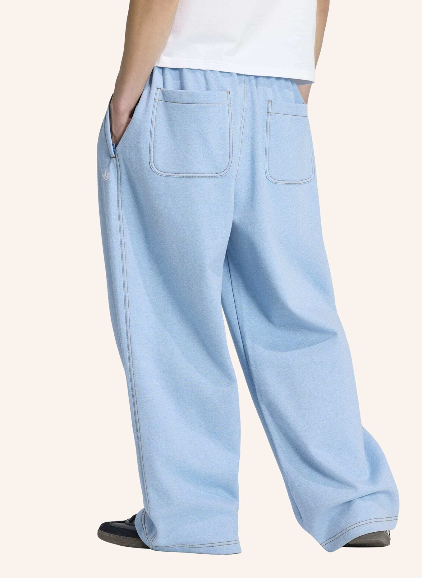 adidas Originals TREFOIL ESSENTIALS BAGGY-HOSE, MELIERT, BEINABSCHLÜSSE OHNE SAUM: HELLBLAU