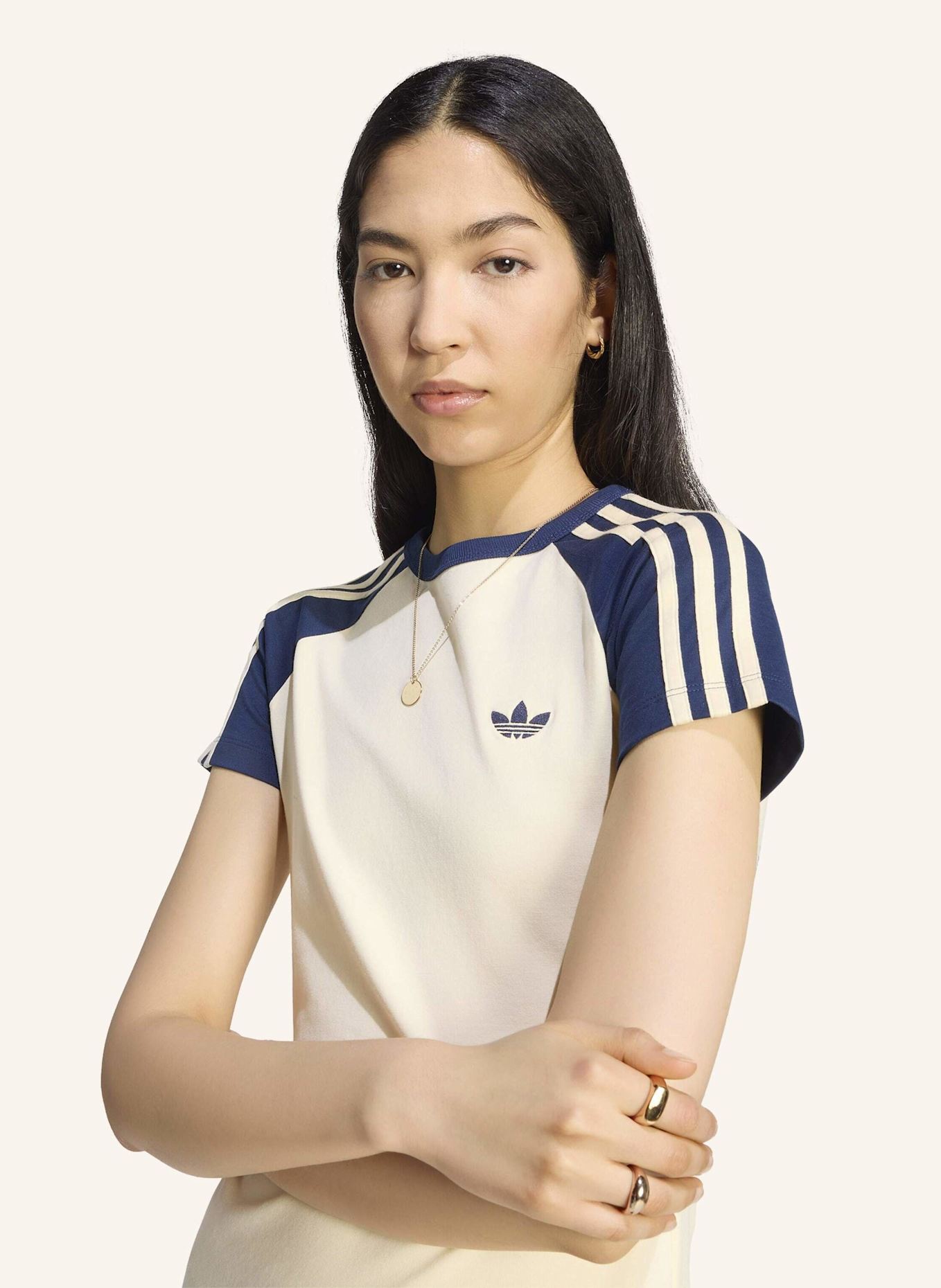adidas Originals SST T-SHIRT: CREME/ BLAU
