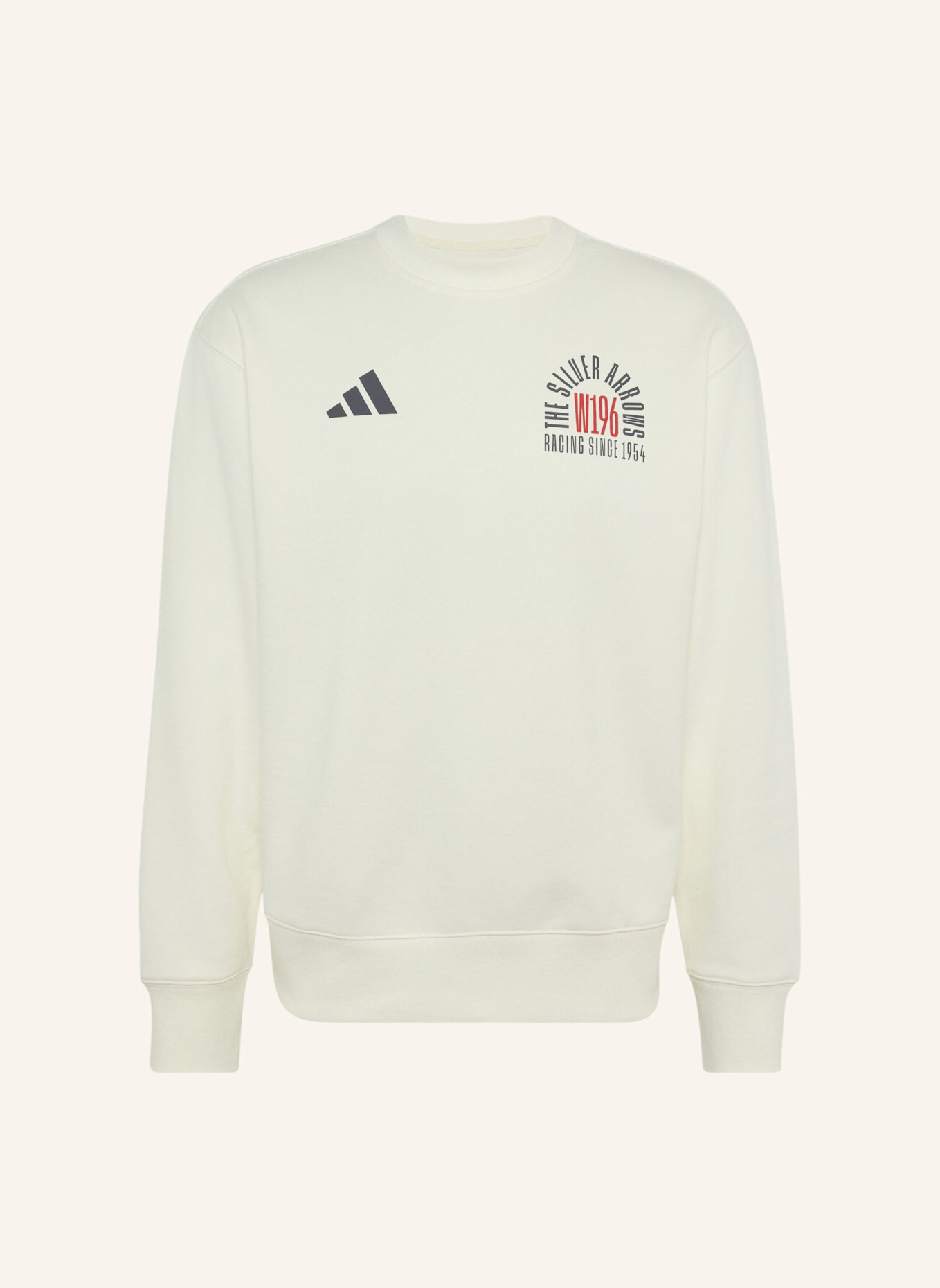 adidas MERCEDES-AMG PETRONAS FORMULA 1 TEAM SILBERPFEIL 1955 SWEATSHIRT: WEISS/ GRAU