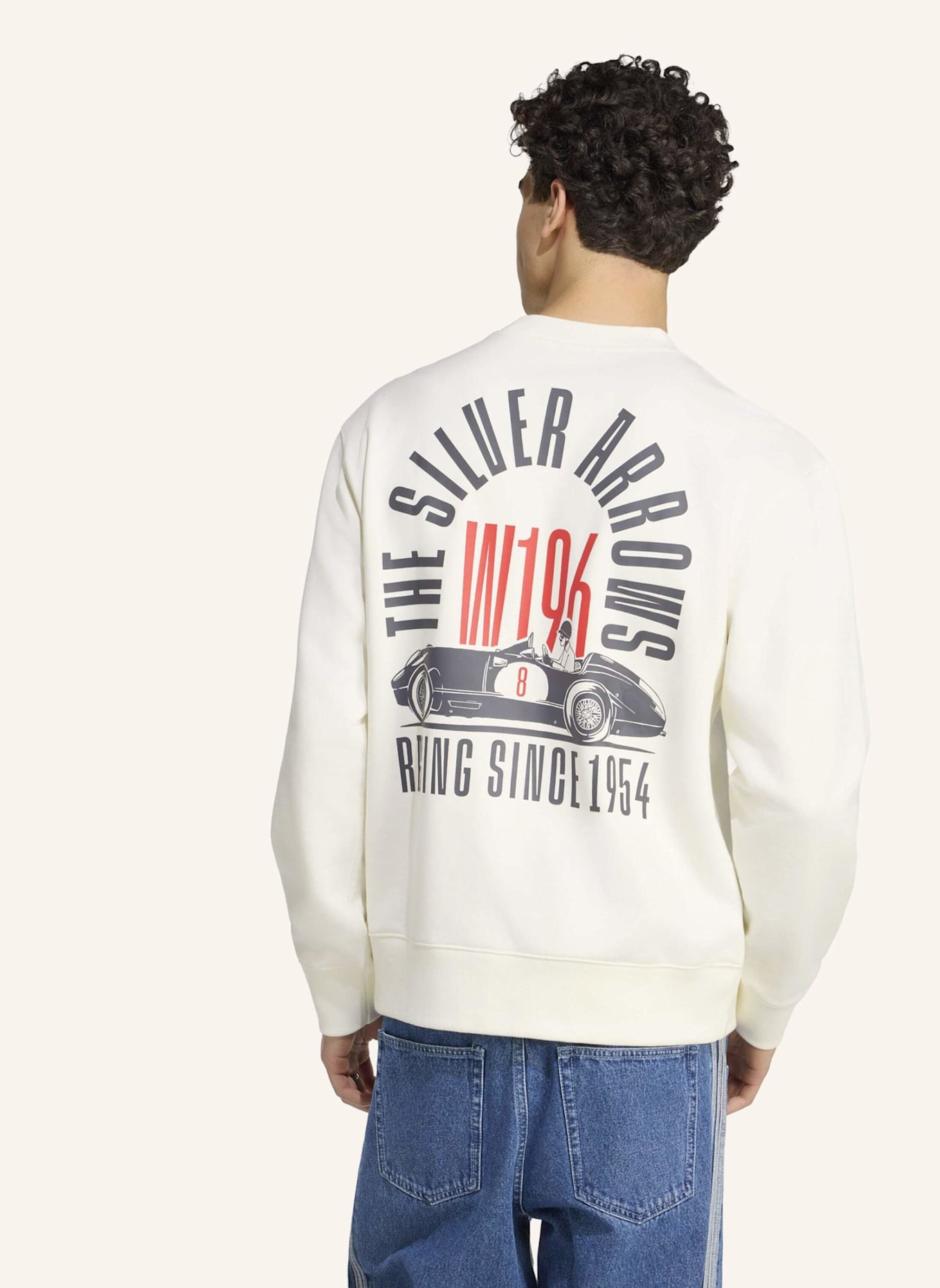 adidas MERCEDES-AMG PETRONAS FORMULA 1 TEAM SILBERPFEIL 1955 SWEATSHIRT: WEISS/ GRAU
