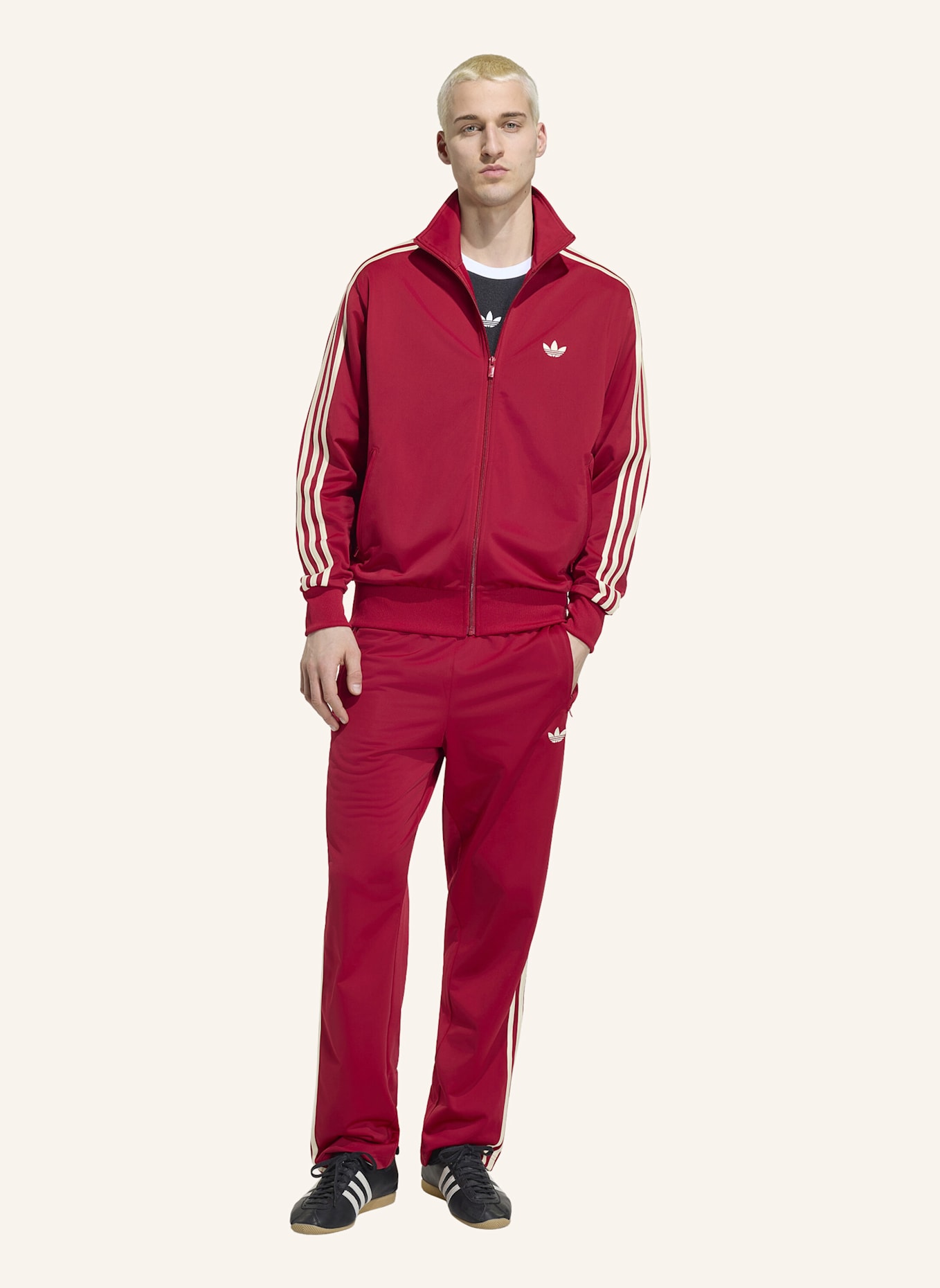 adidas Originals Sweatjacke FIREBIRD mit Galonstreifen: ROT/ CREME