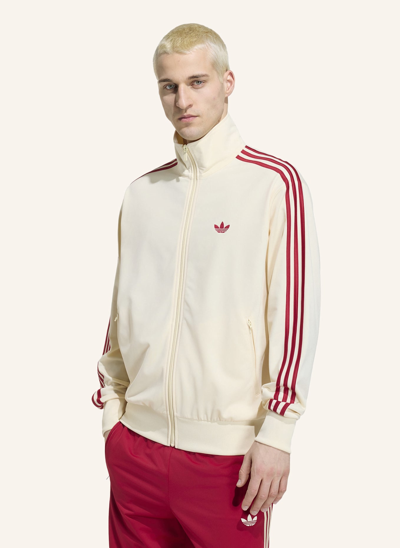 adidas Originals Sweatjacke FIREBIRD mit Galonstreifen: CREME/ ROT