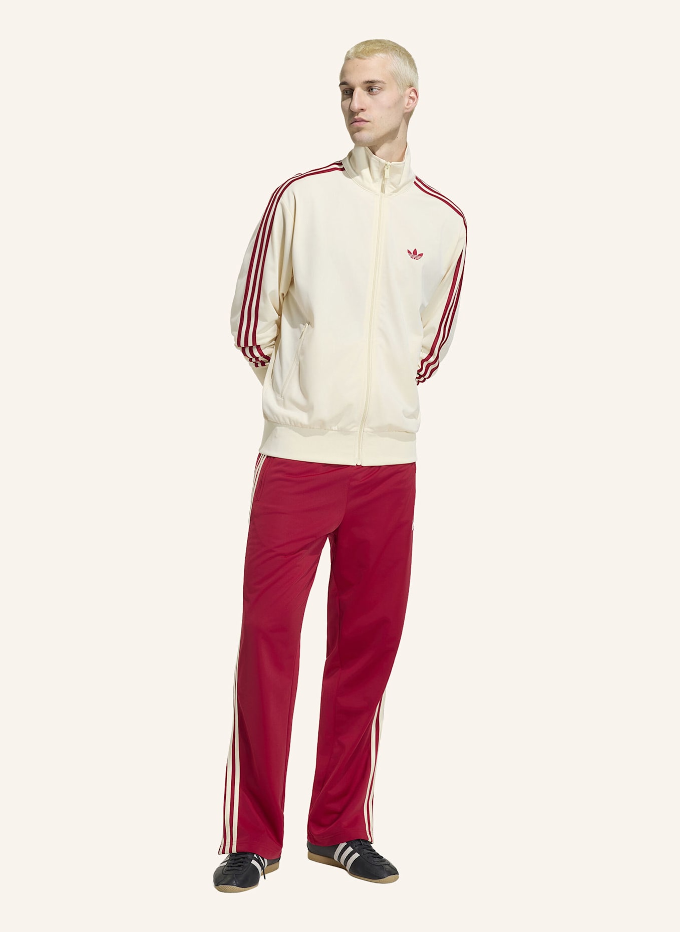 adidas Originals Sweatjacke FIREBIRD mit Galonstreifen: CREME/ ROT