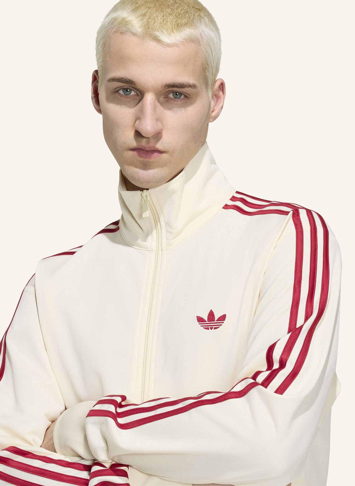 adidas Originals Sweatjacke FIREBIRD mit Galonstreifen: CREME/ ROT
