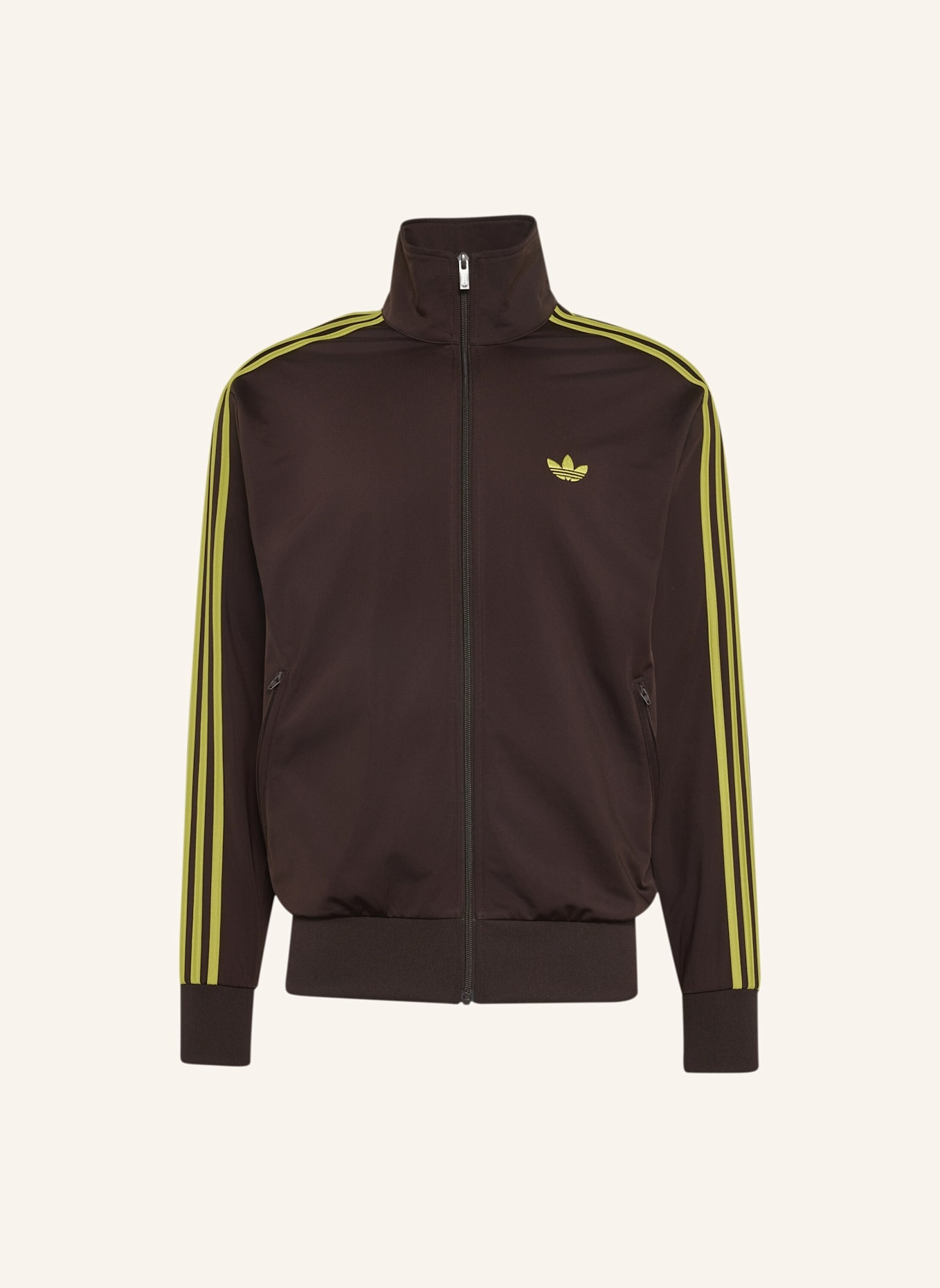 adidas Originals Sweatjacke FIREBIRD mit Galonstreifen: BRAUN/ NEONGRÜN
