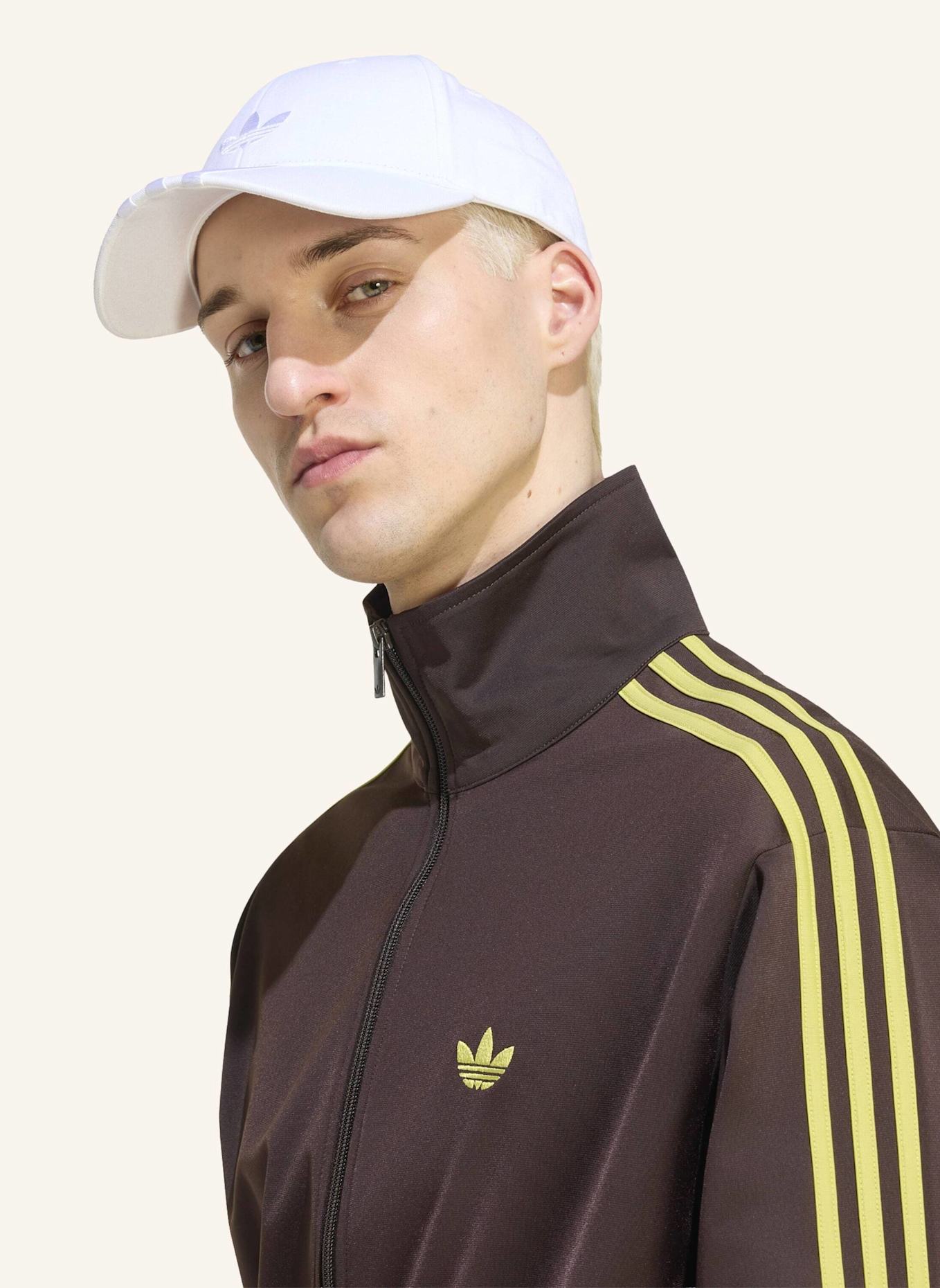 adidas Originals Sweatjacke FIREBIRD mit Galonstreifen: BRAUN/ NEONGRÜN