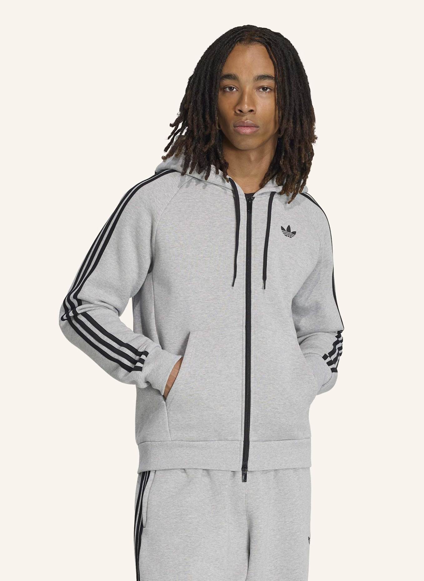 adidas Originals ADICOLOR OVER THE HOOD STRIPES KAPUZENJACKE: GRAU