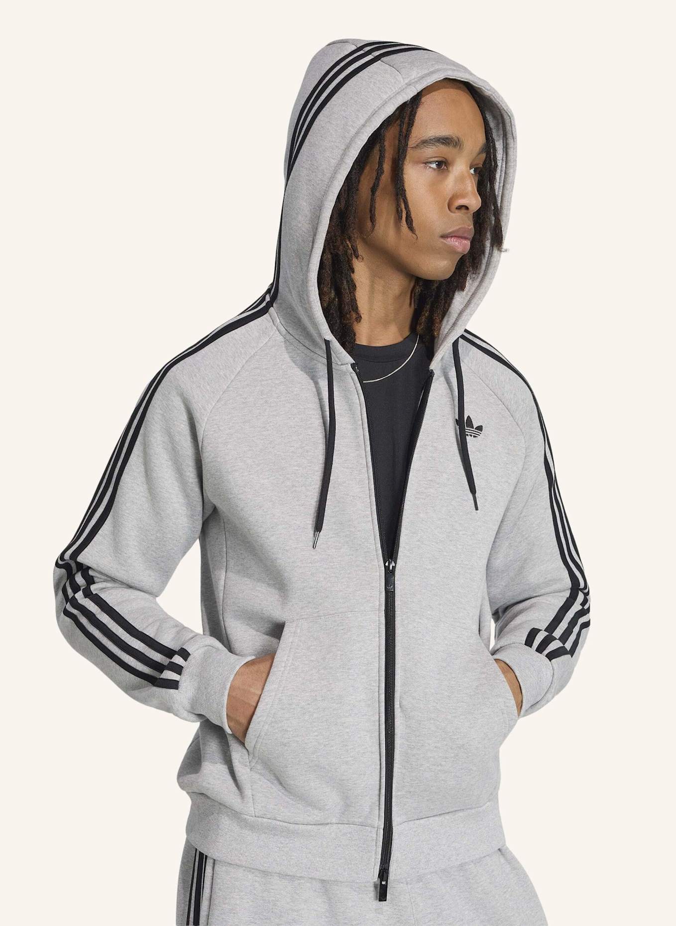adidas Originals ADICOLOR OVER THE HOOD STRIPES KAPUZENJACKE: GRAU