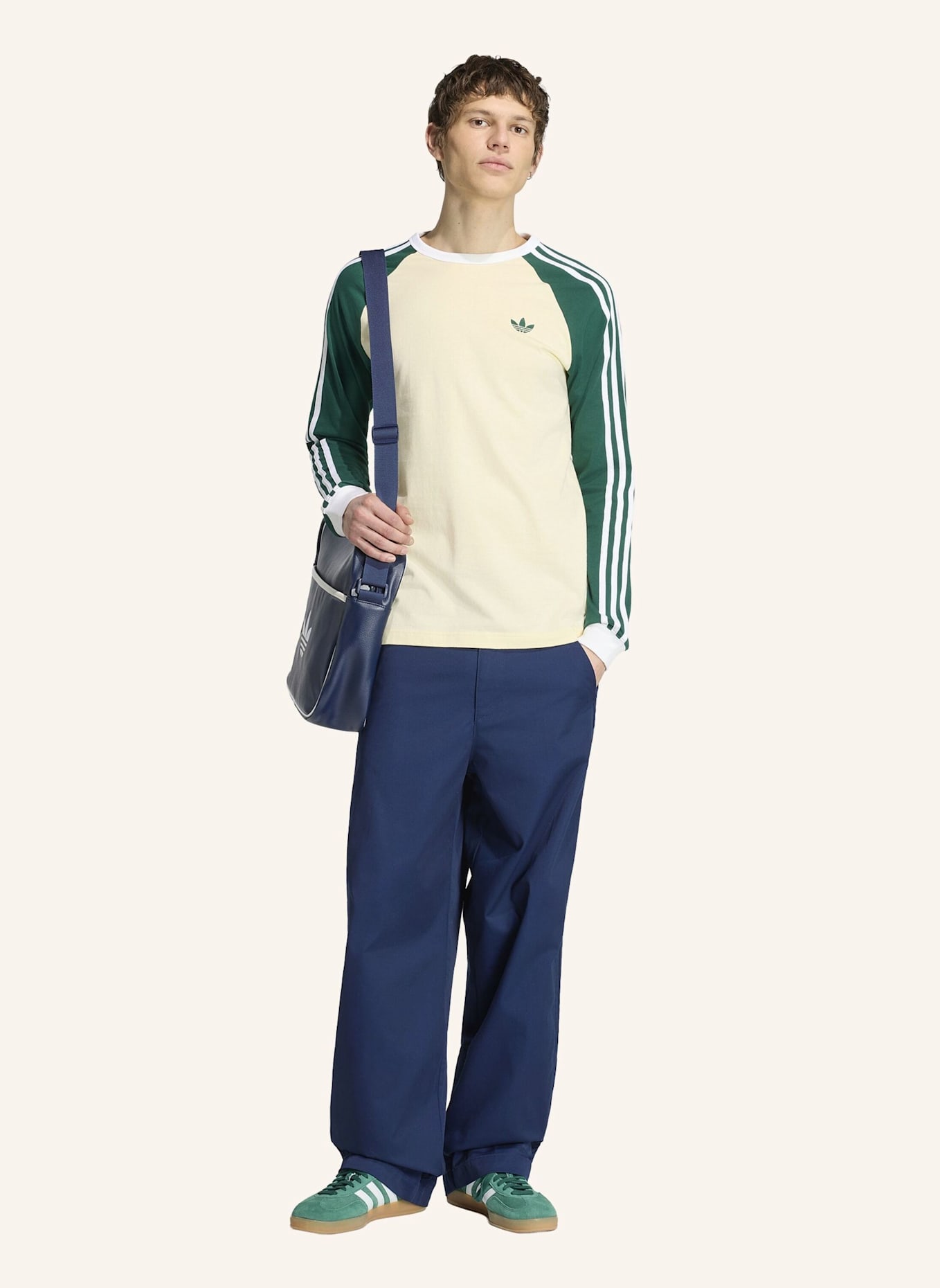 adidas Originals Longsleeve 3STREIFEN: CREME/ GRÜN