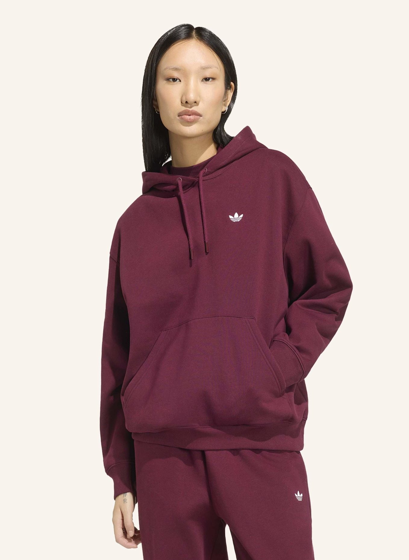adidas Originals ESSENTIALS OVERSIZE FLEECE HOODIE: ROT