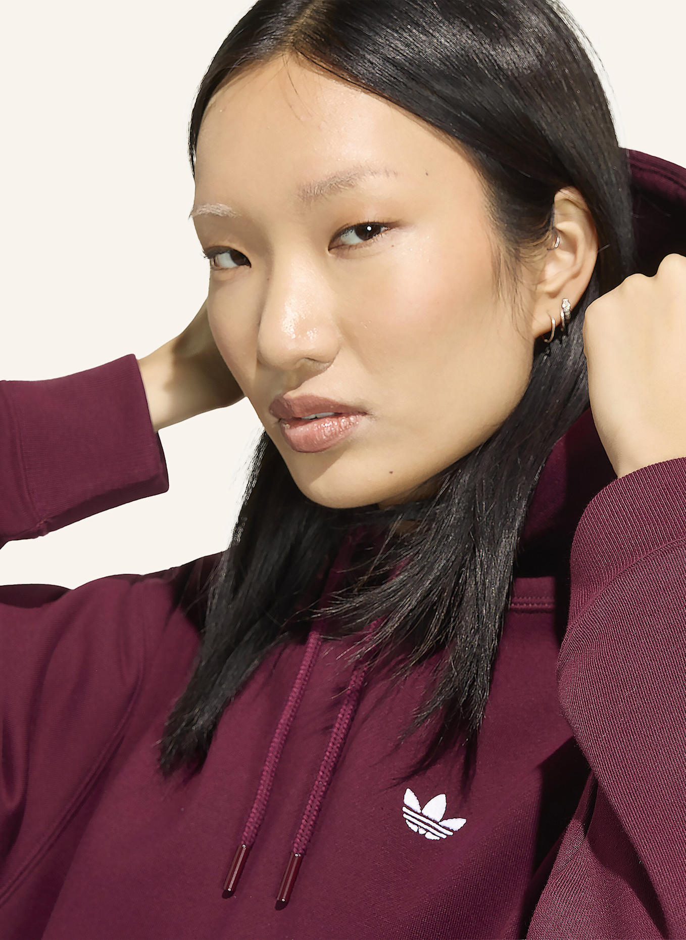 adidas Originals ESSENTIALS OVERSIZE FLEECE HOODIE: ROT
