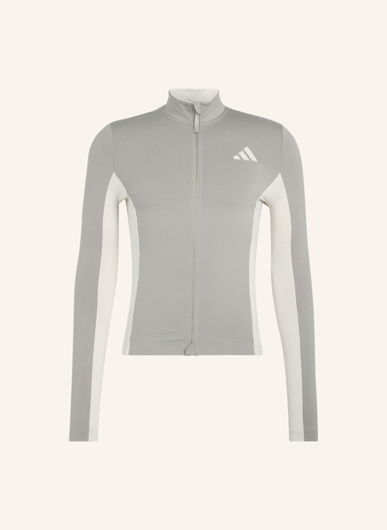 adidas TEMPO 3-STREIFEN LANGÄRMLIGES RADTRIKOT: GRAU / BEIGE