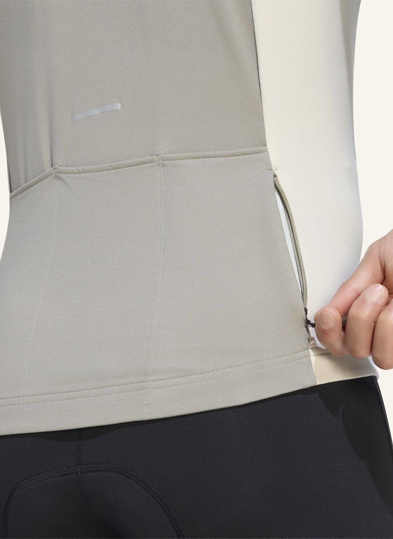 adidas TEMPO 3-STREIFEN LANGÄRMLIGES RADTRIKOT: GRAU / BEIGE