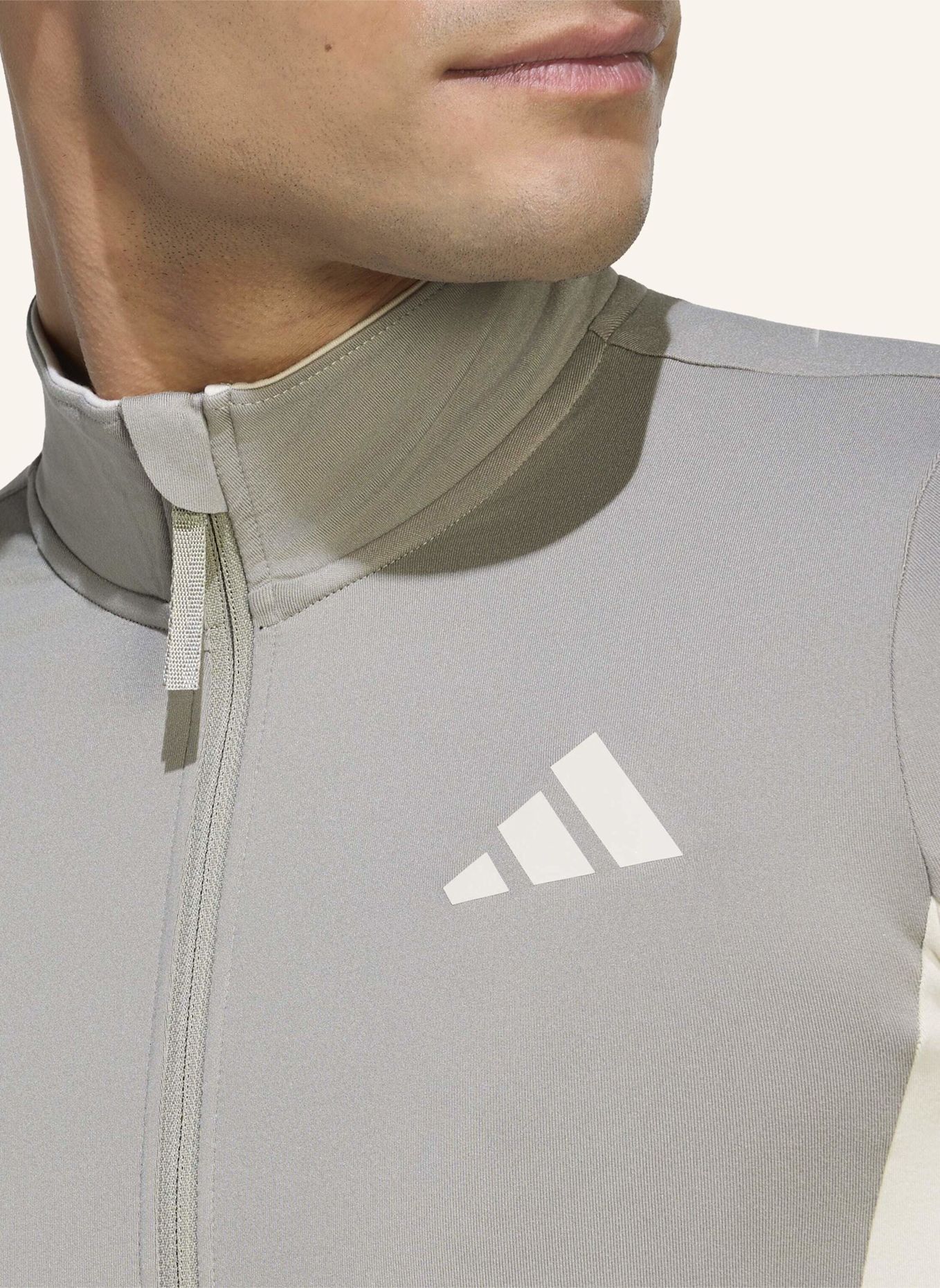 adidas TEMPO 3-STREIFEN LANGÄRMLIGES RADTRIKOT: GRAU / BEIGE