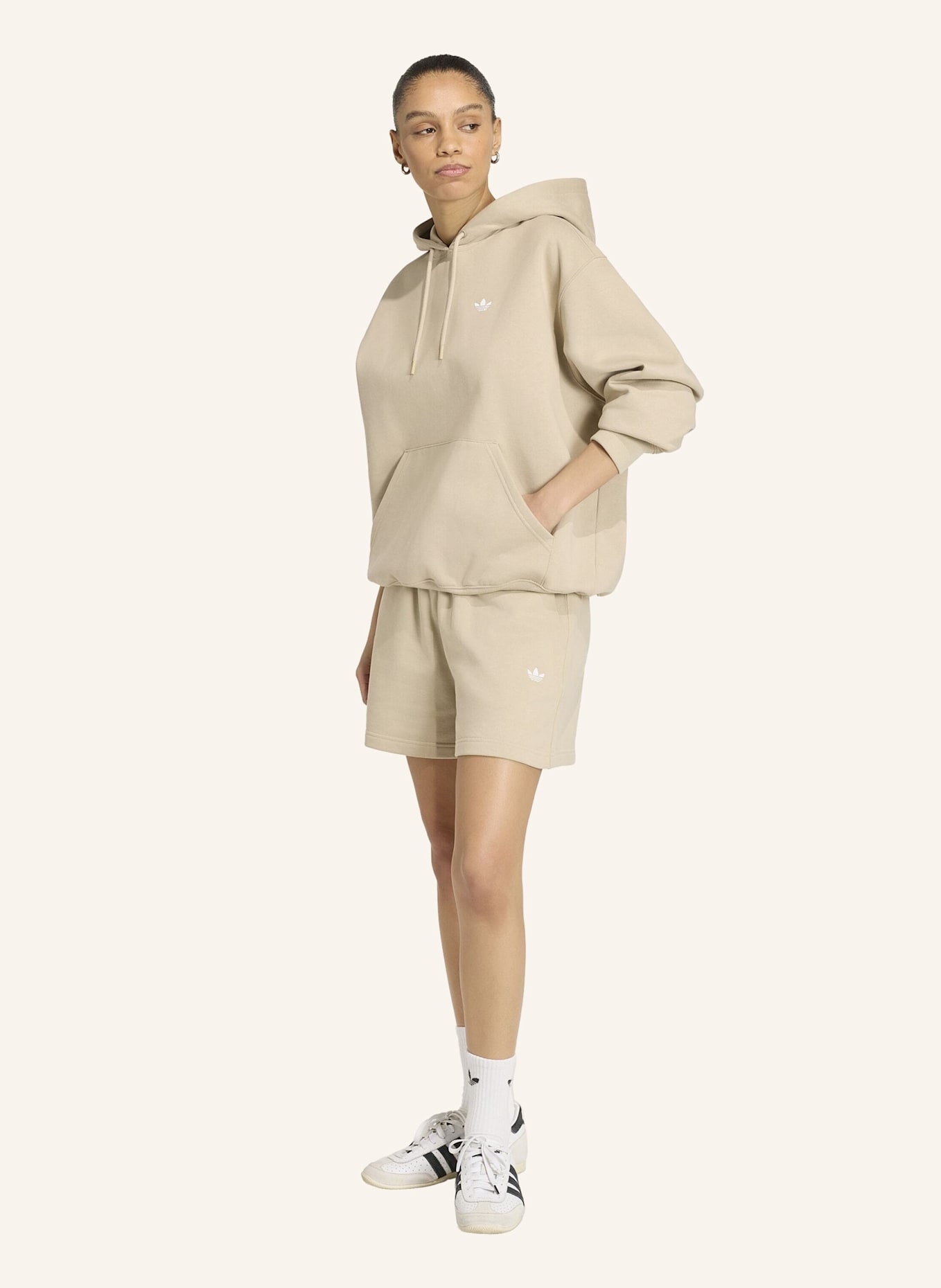 adidas Originals ESSENTIALS OVERSIZE FLEECE HOODIE: BEIGE
