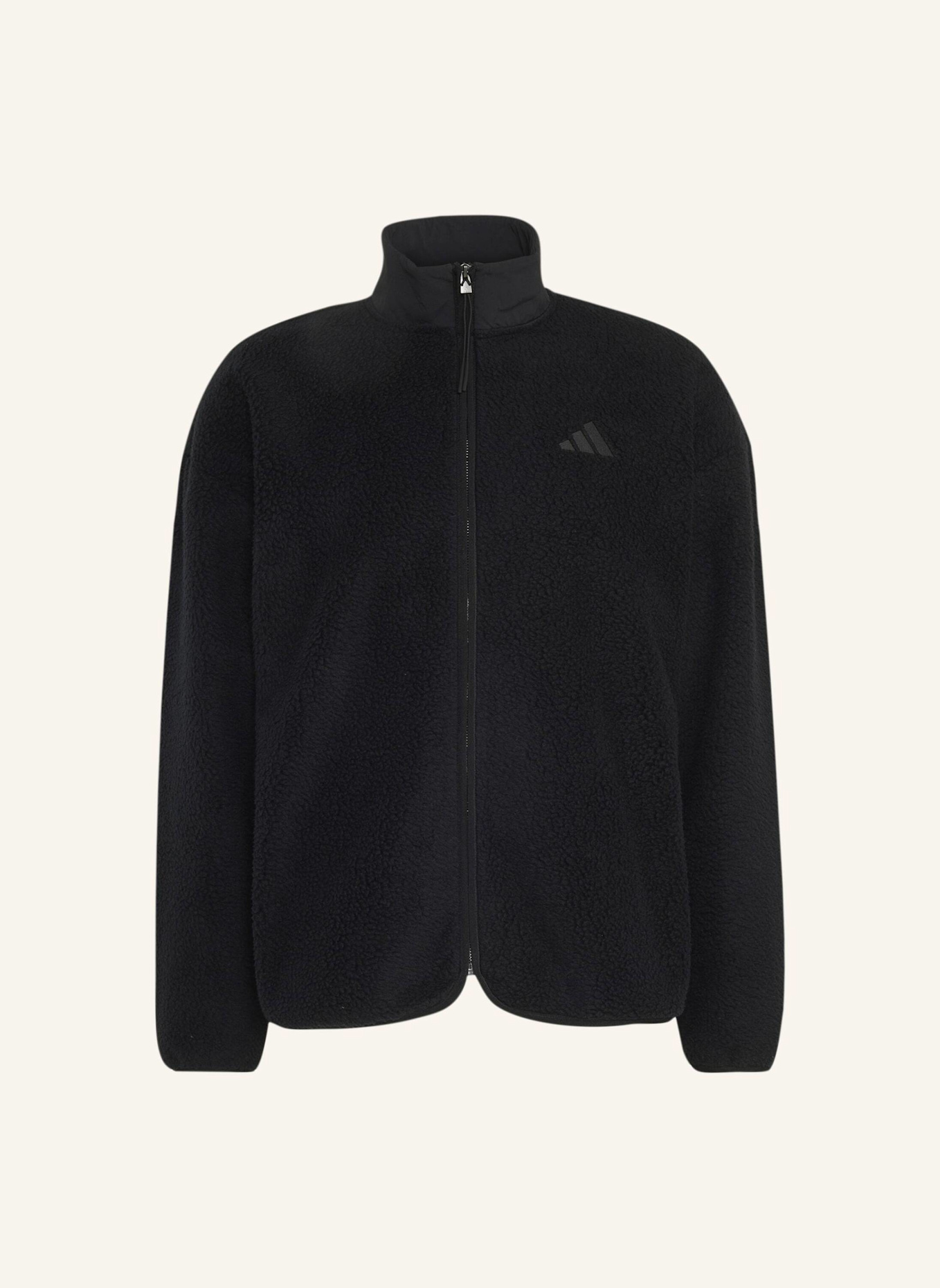 adidas CITY TECH 3-STREIFEN FLEECEJACKE, DURCHGEHENDER REISSVERSCHLUSS: SCHWARZ