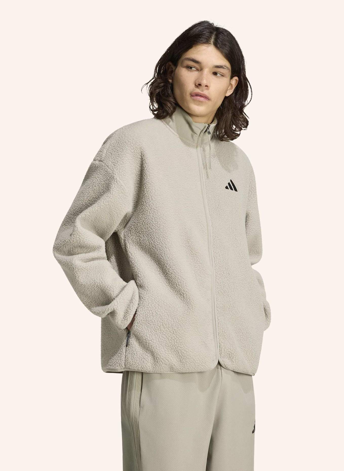 adidas CITY TECH 3-STREIFEN FLEECEJACKE, DURCHGEHENDER REISSVERSCHLUSS: SILBER