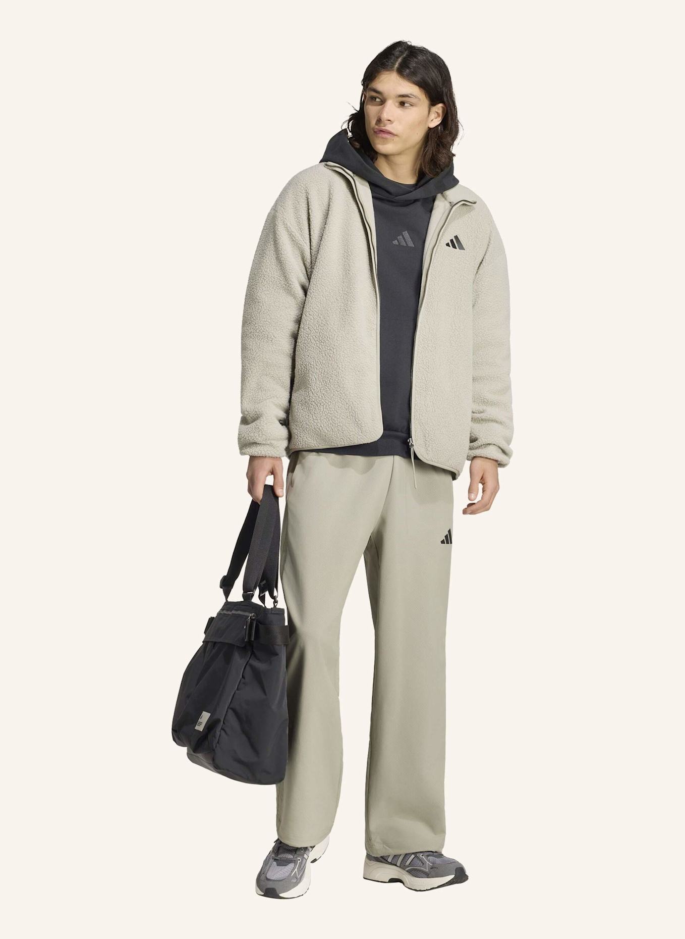 adidas CITY TECH 3-STREIFEN FLEECEJACKE, DURCHGEHENDER REISSVERSCHLUSS: SILBER