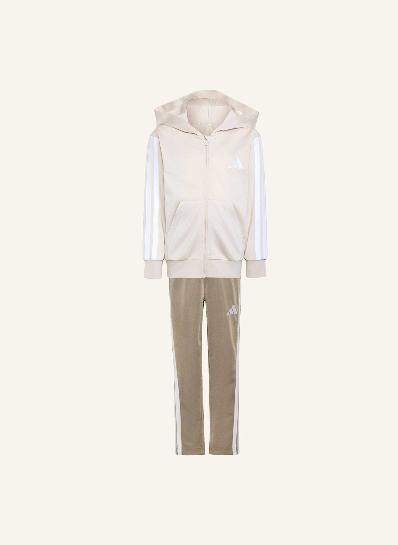 adidas ESSENTIALS KIDS TRAININGSANZUG: BEIGE/ WEISS