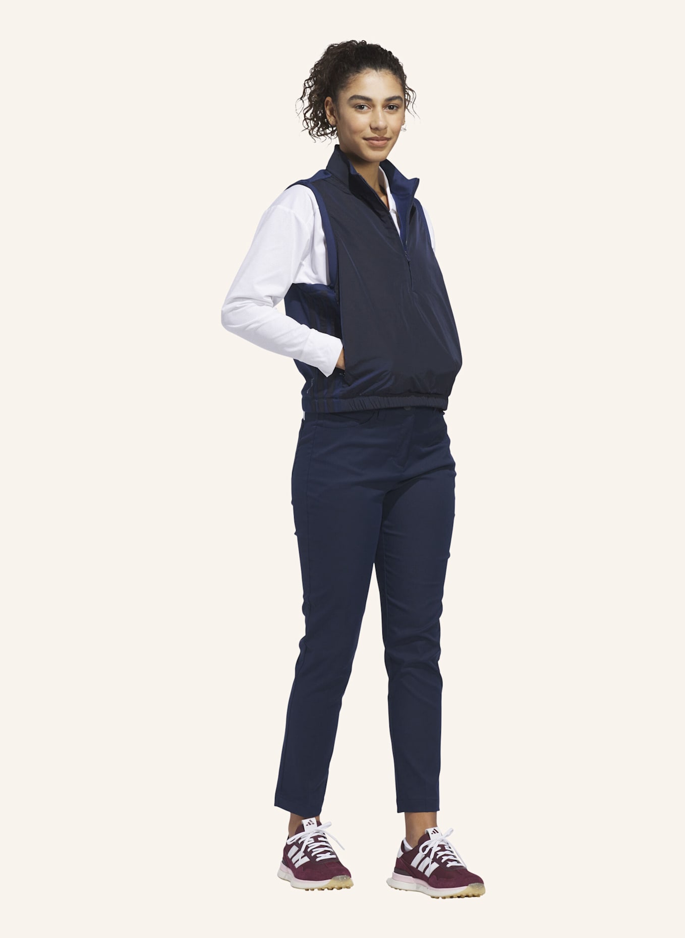 adidas BEYOND THE COURSE CLIMAWARM WESTE, LOCKER GESCHNITTEN, REISSVERSCHLUSS BIS ZUR BRUST: BLAU