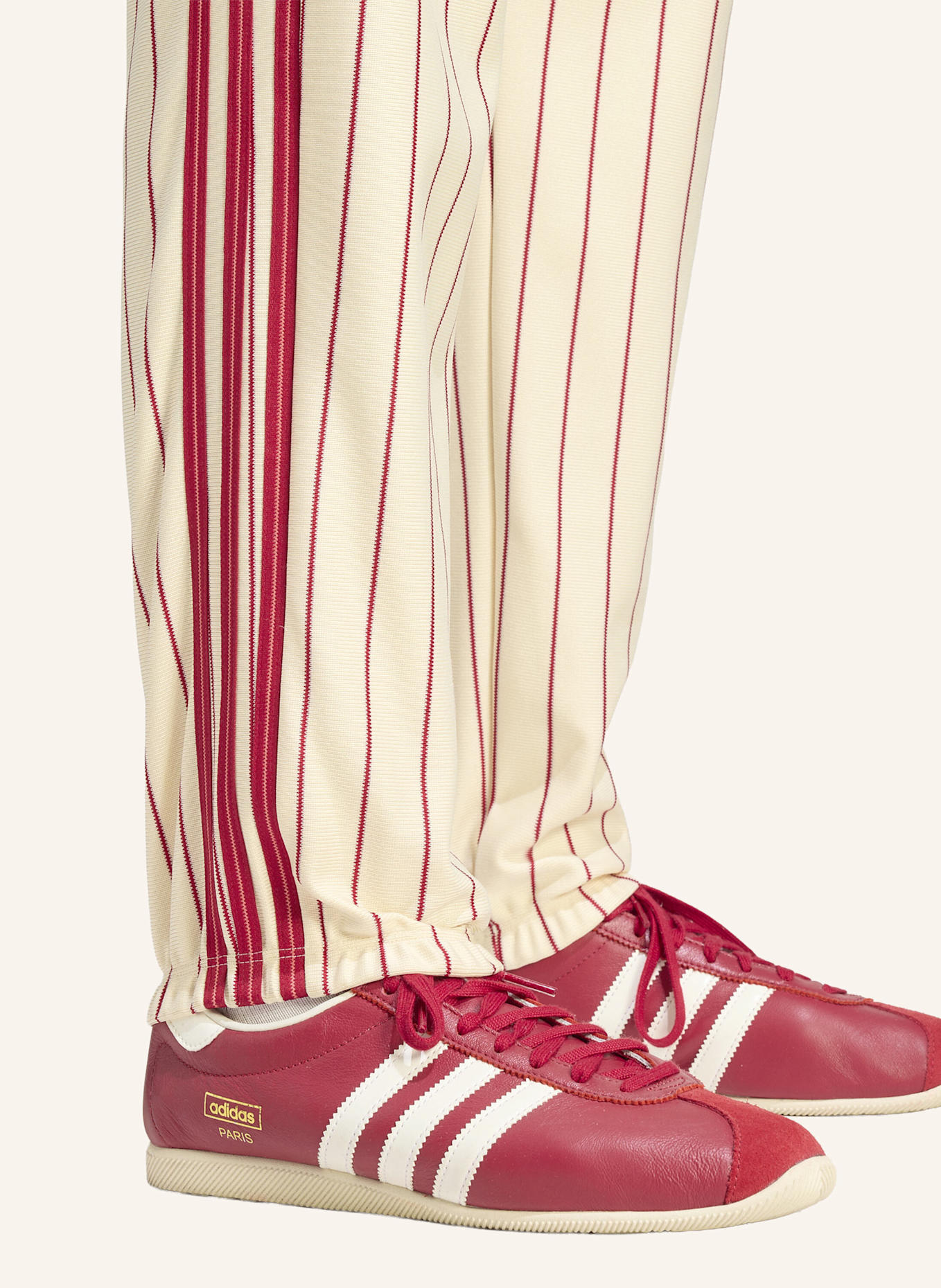 adidas Originals PINSTRIPE FIREBIRD TRAININGSHOSE: CREME/ ROT