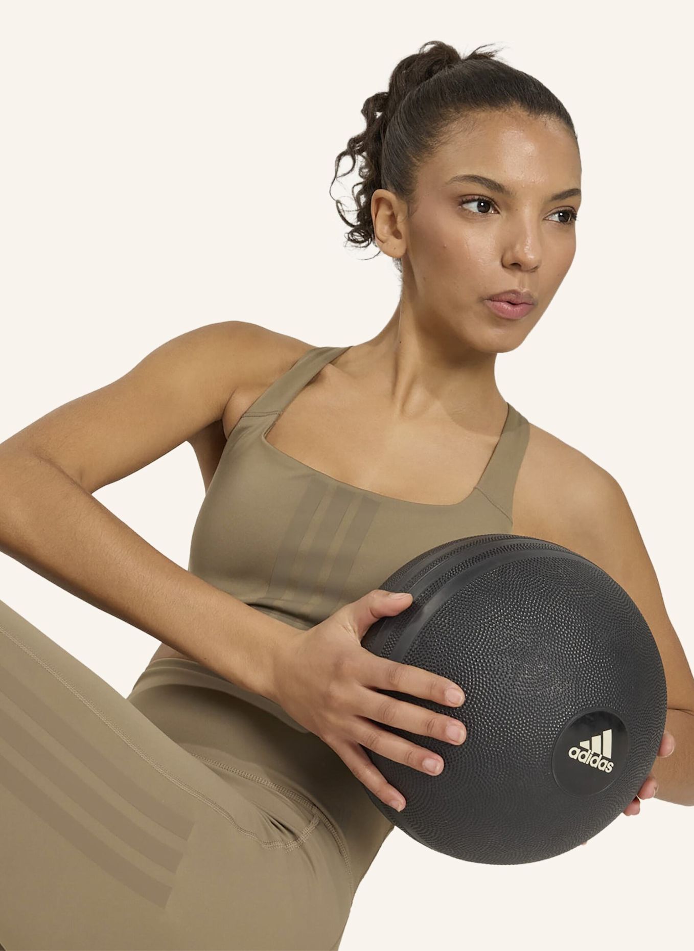adidas OPTIME WORKOUT 3-STREIFEN 7/8 LEGGINGS: KHAKI