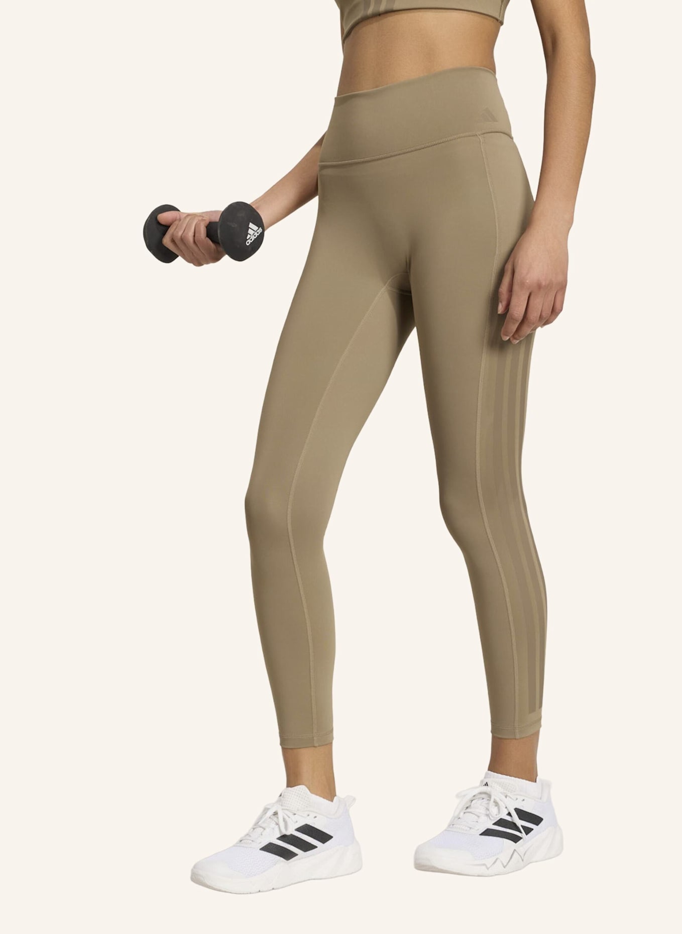 adidas OPTIME WORKOUT 3-STREIFEN 7/8 LEGGINGS: KHAKI