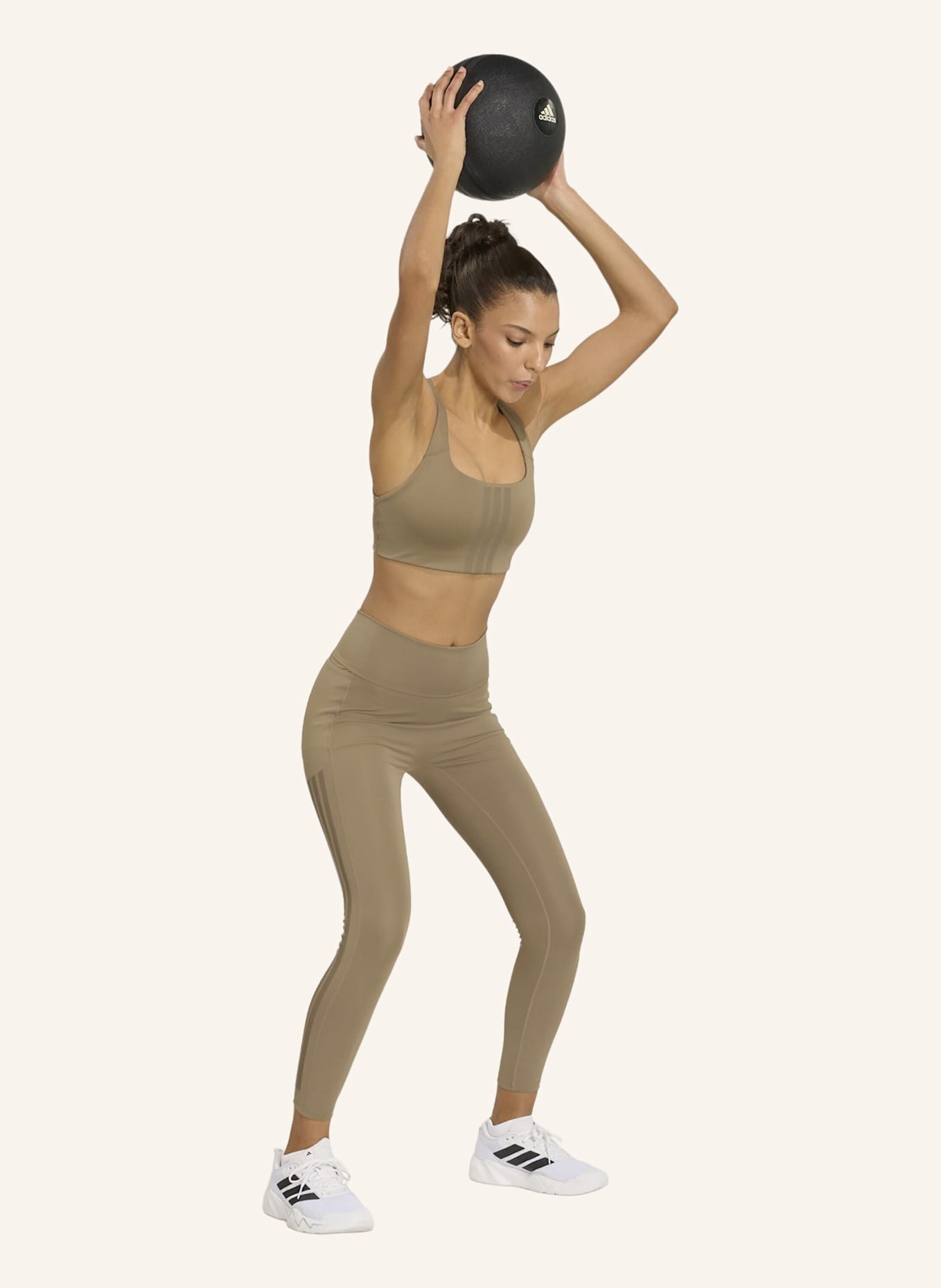adidas OPTIME WORKOUT 3-STREIFEN 7/8 LEGGINGS: KHAKI