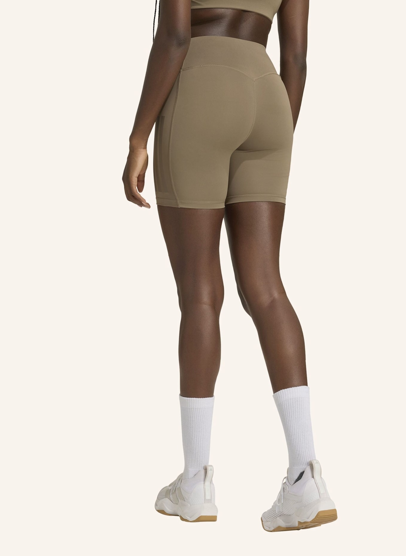 adidas OPTIME WORKOUT 3-STREIFEN KURZE LEGGINGS: KHAKI