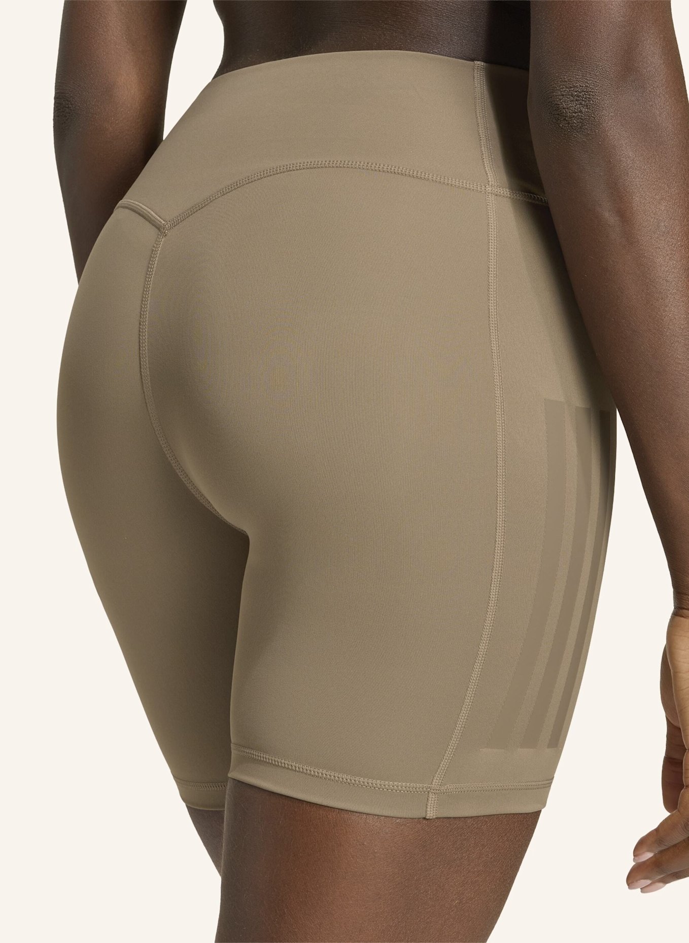 adidas OPTIME WORKOUT 3-STREIFEN KURZE LEGGINGS: KHAKI