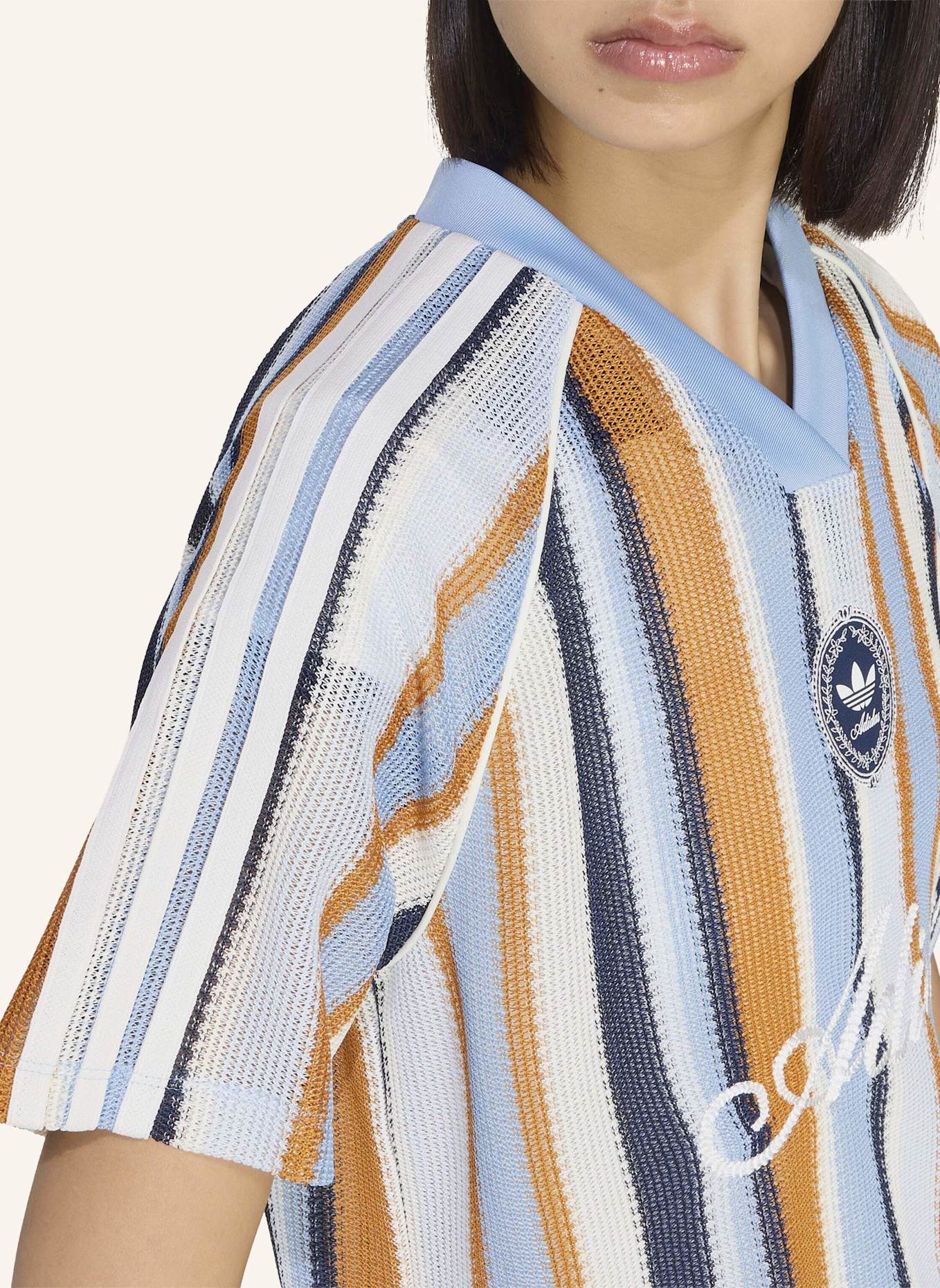 adidas Originals Strickshirt ADIDAS ORIGINALS SUMMER GLOW KNITTED OVERSIZED JERSEY: BLAU