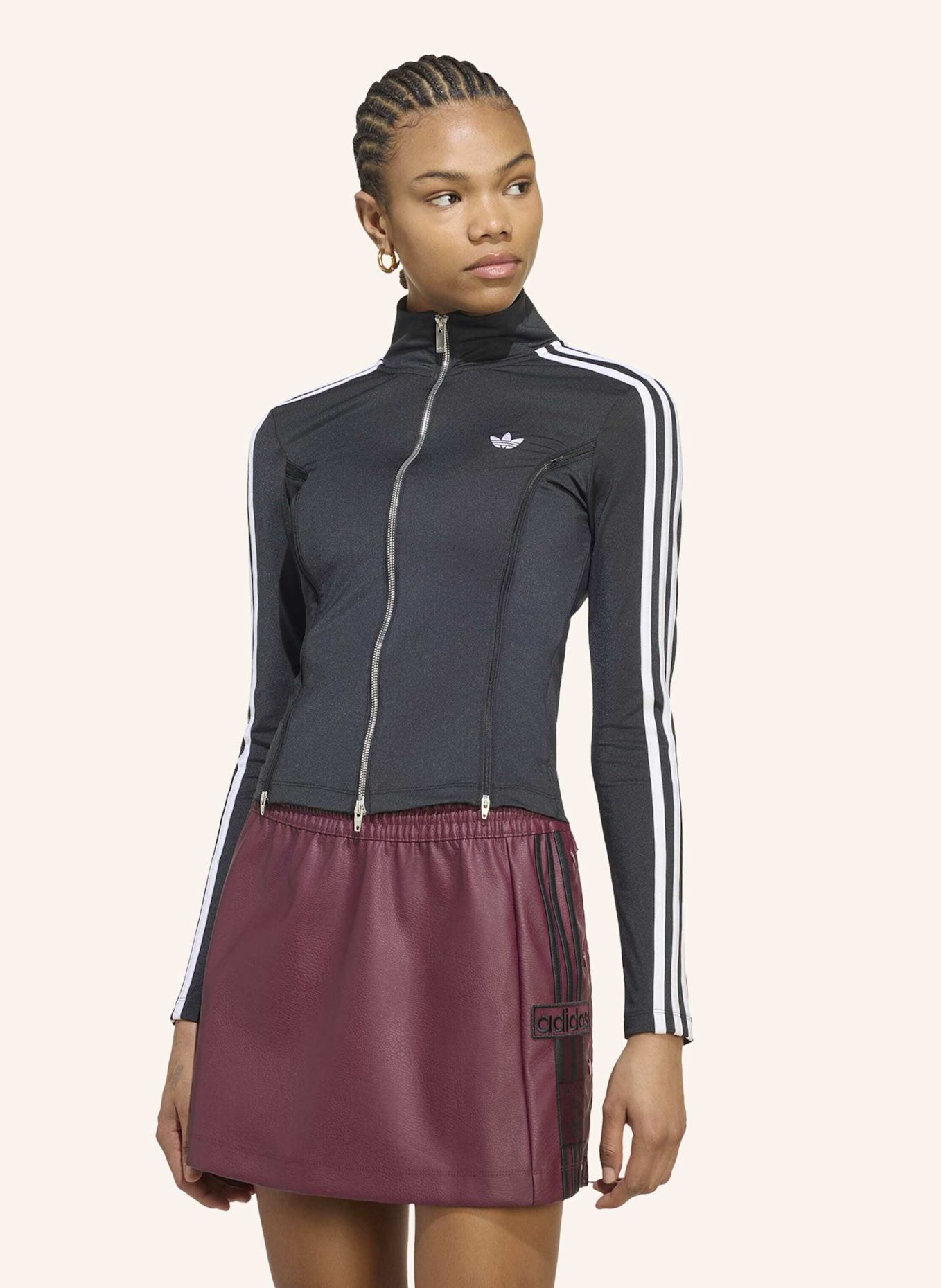 adidas Originals LANGÄRMELIGES SHIRT, REISSVERSCHLUSS: SCHWARZ