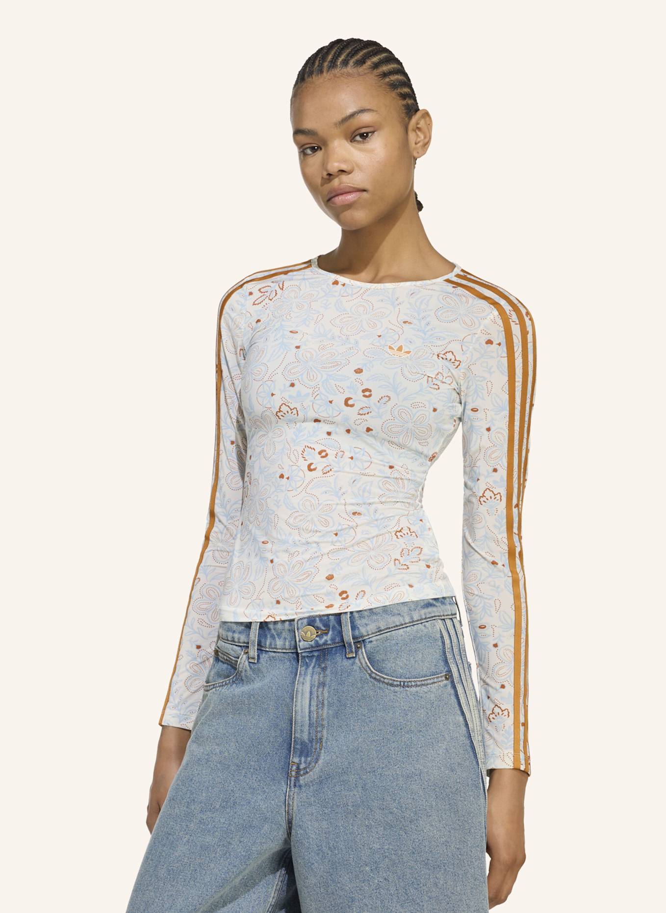 adidas Originals ADIDAS ORIGINALS SUMMER GLOW GRAFIK LONGSLEEVE, MESH: WEISS/ ORANGE
